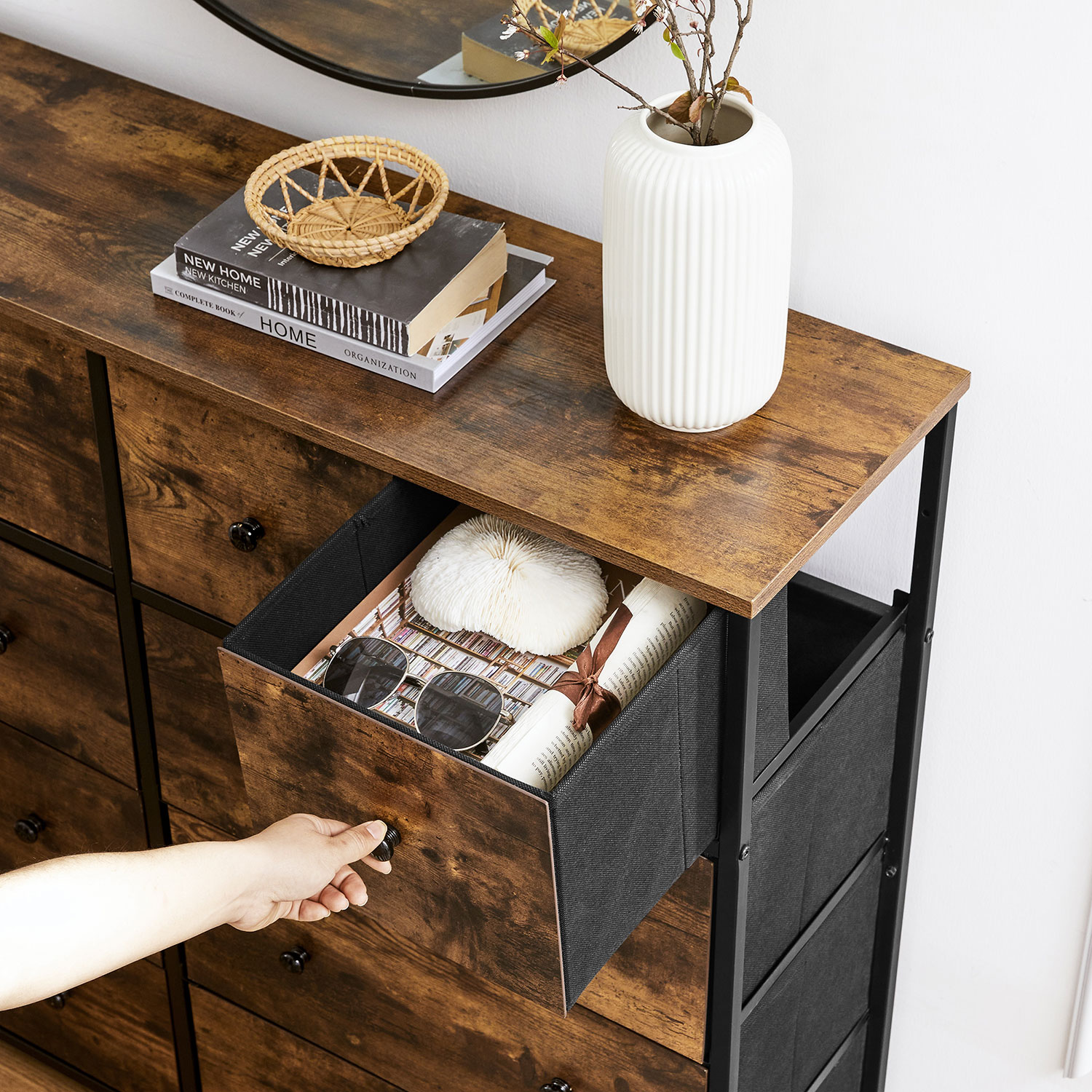 Industrial Large Dresser with 10 Fabric Drawers SONGMICS