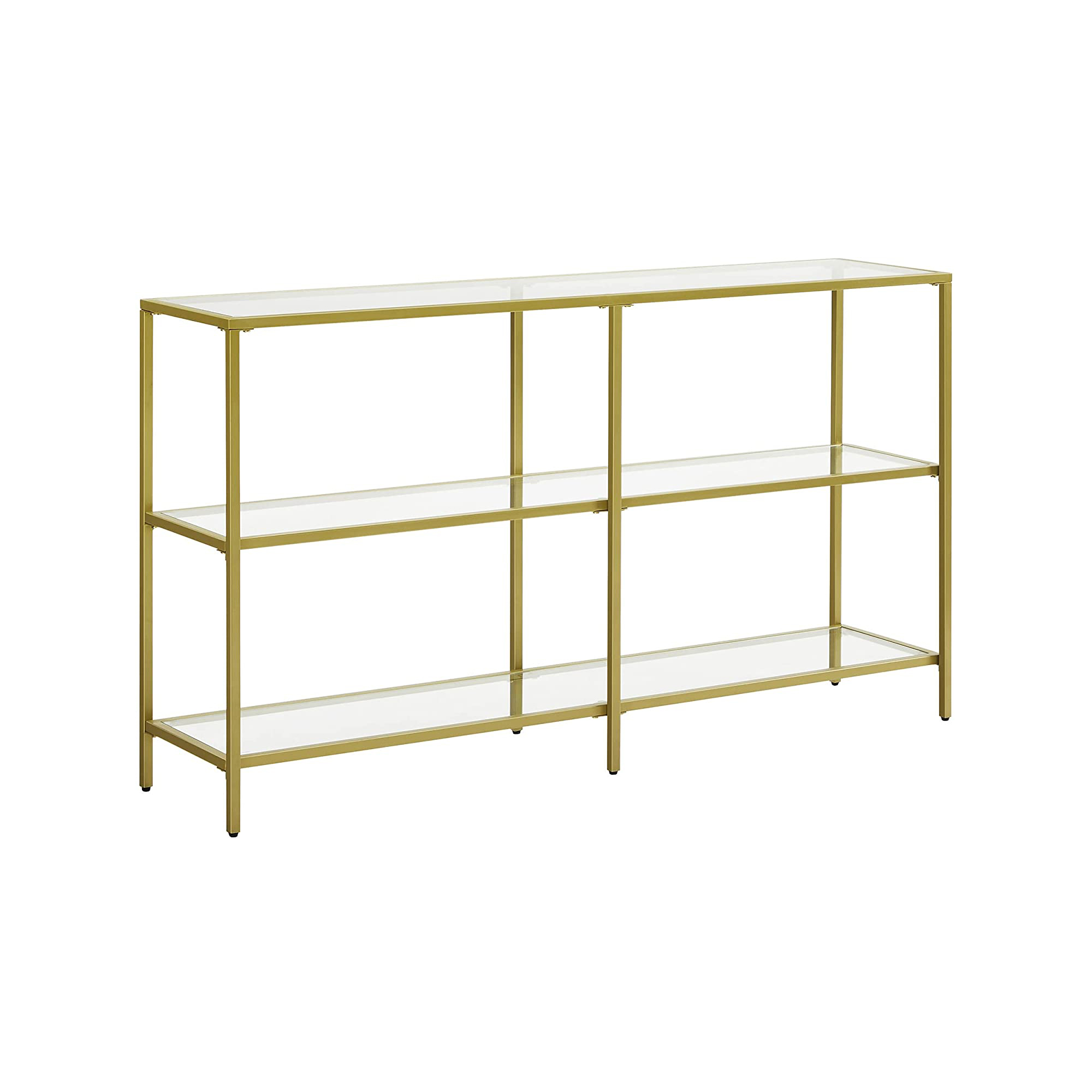 Gold Color 3tier Glass Console Sofa Table VASAGLE