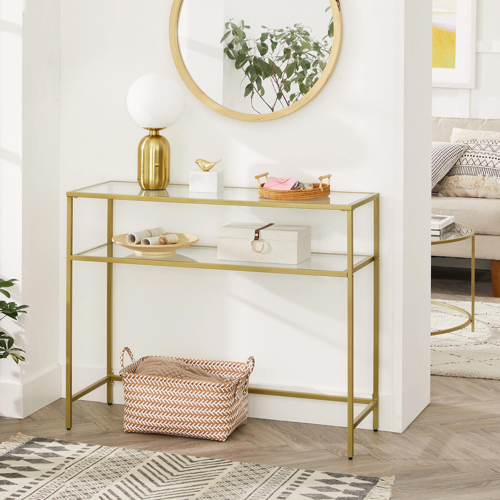 VASAGLE Console Table, Modern Sofa or Entryway Table, Tempered Glass