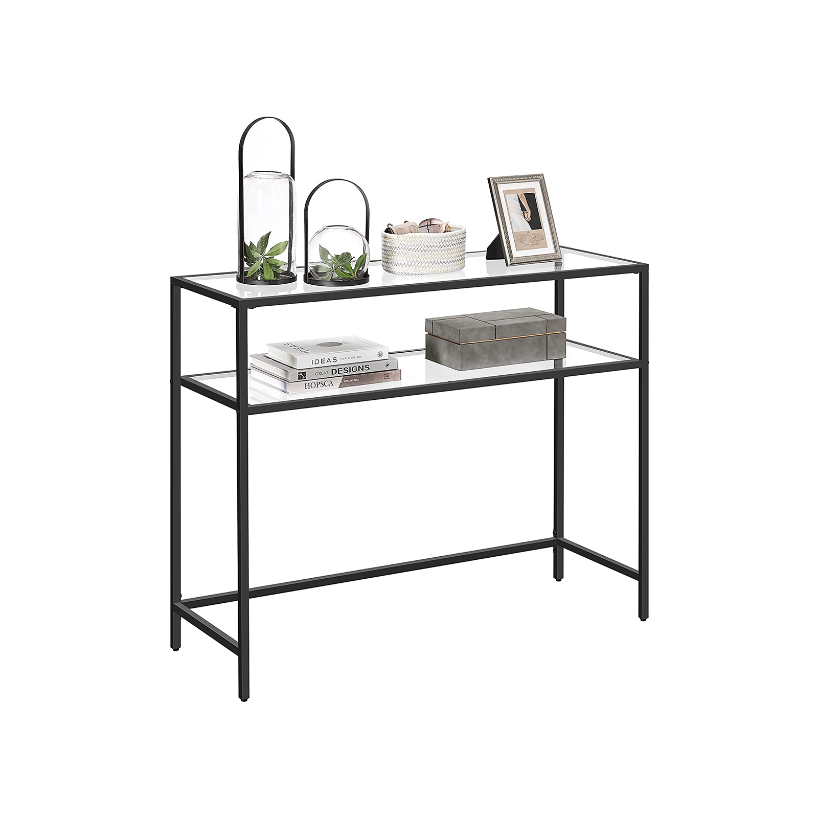 Tempered Glass Console Table VASAGLE