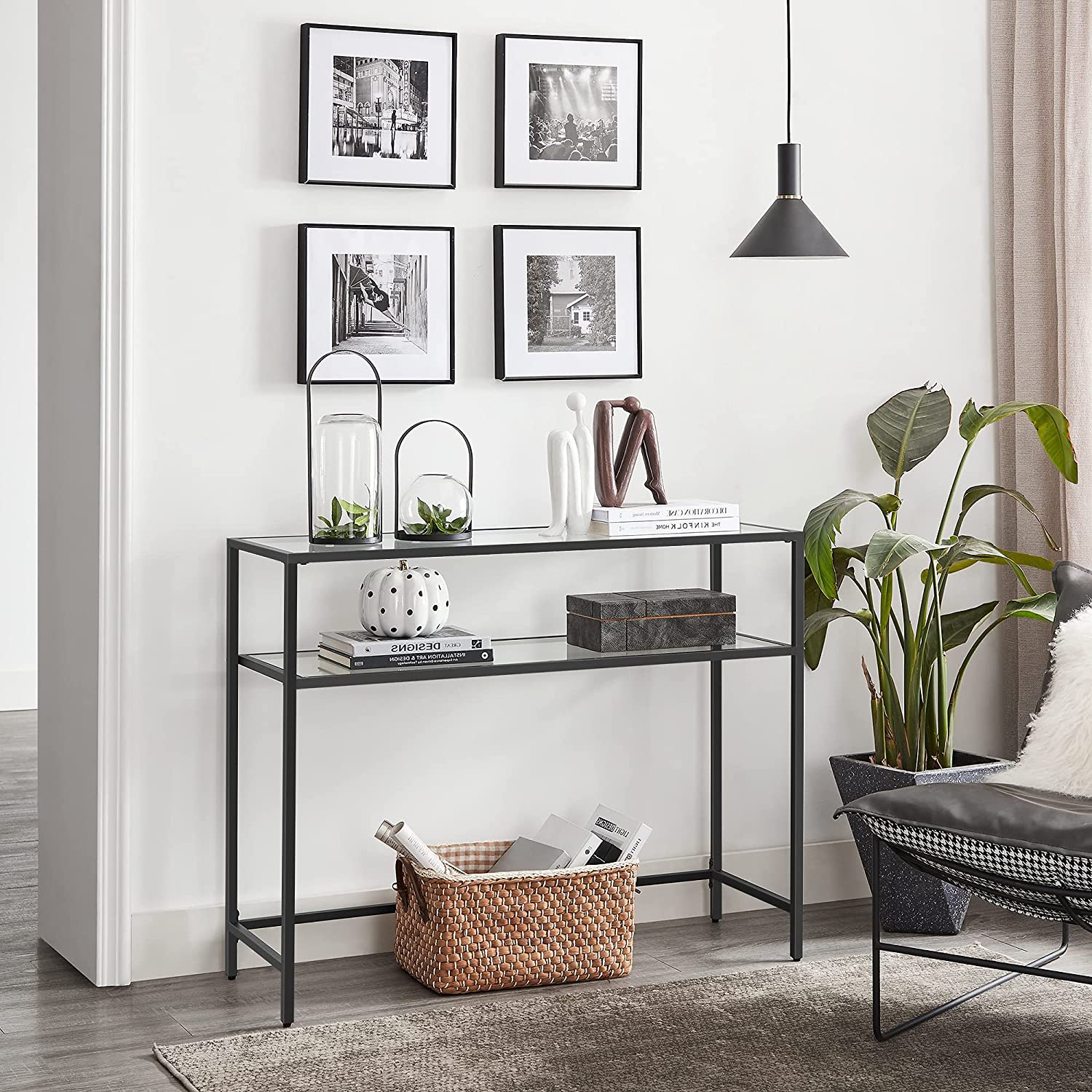 Tempered Glass Console Table VASAGLE