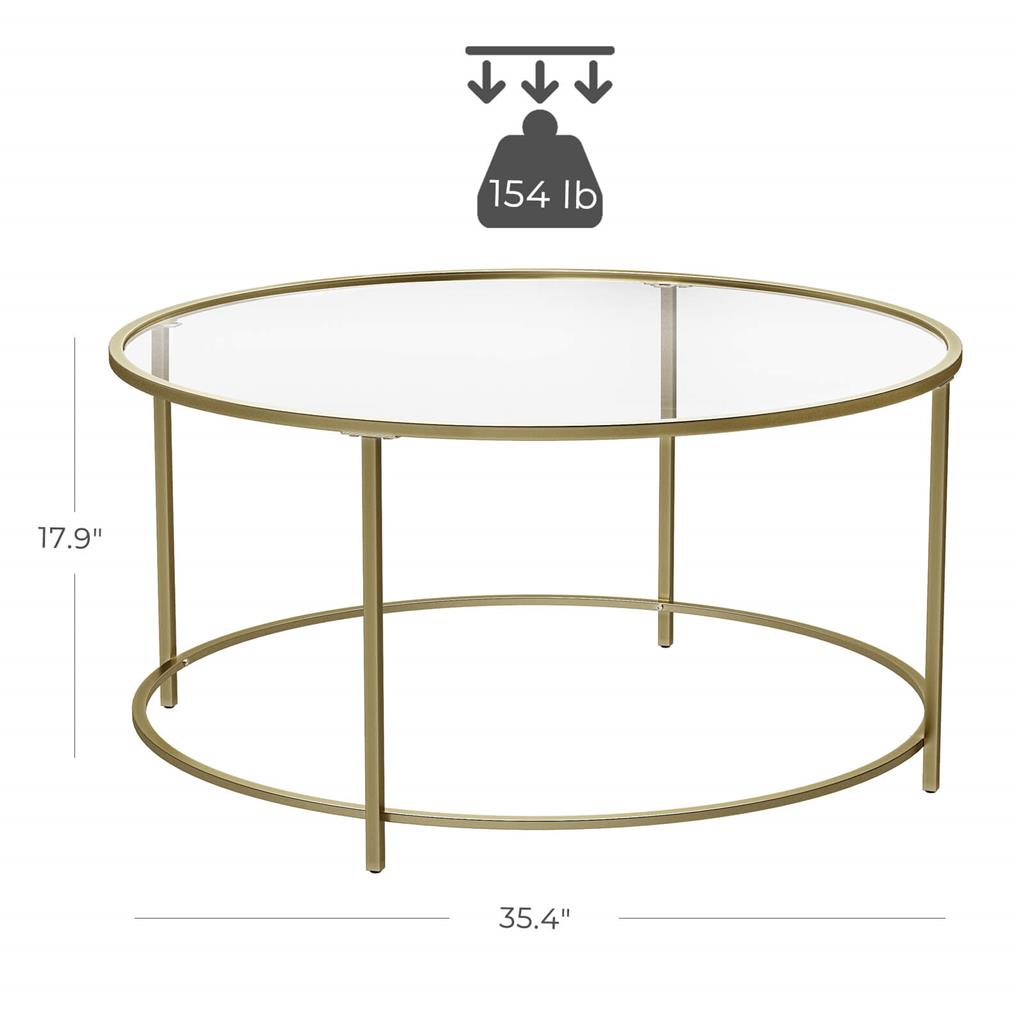 Round Glass Coffee Table for Sale | Home Furniture | VASAGLE by SONGMICS