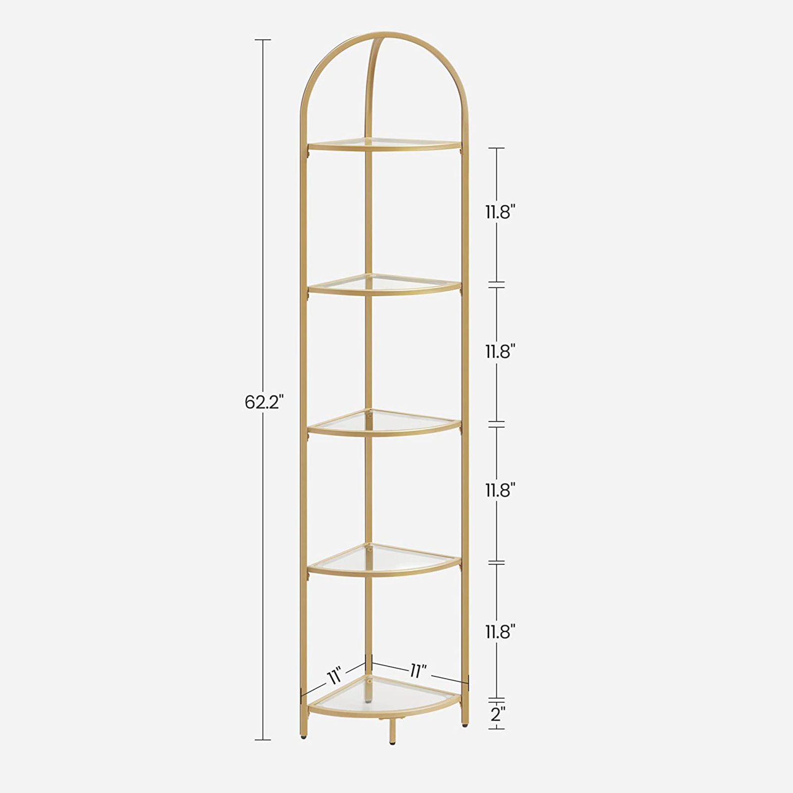 5-Tier Glass Corner Storage Shelf | VASAGLE