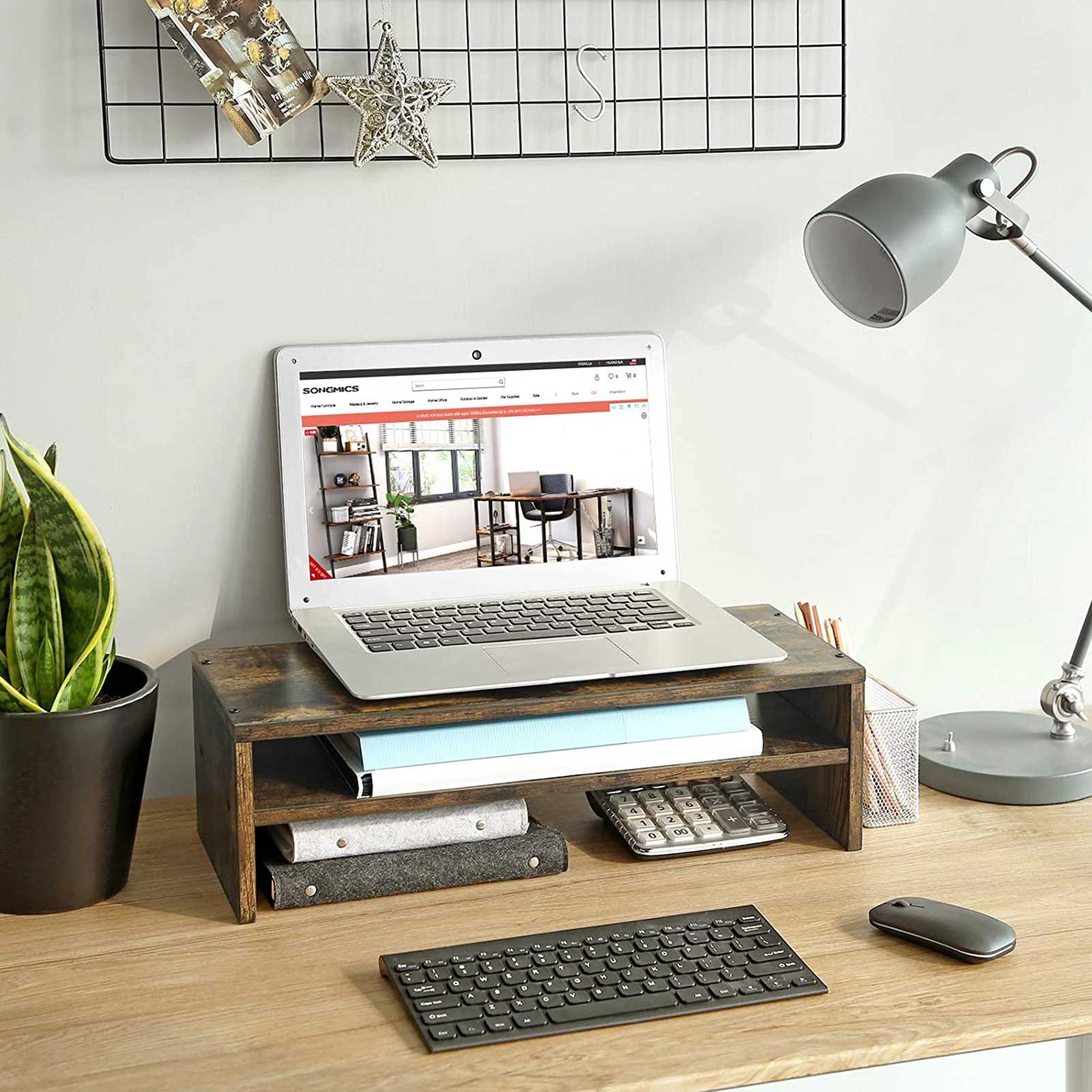 2Tier Wooden Monitor Riser Stand for Sale Home Storage SONGMICS