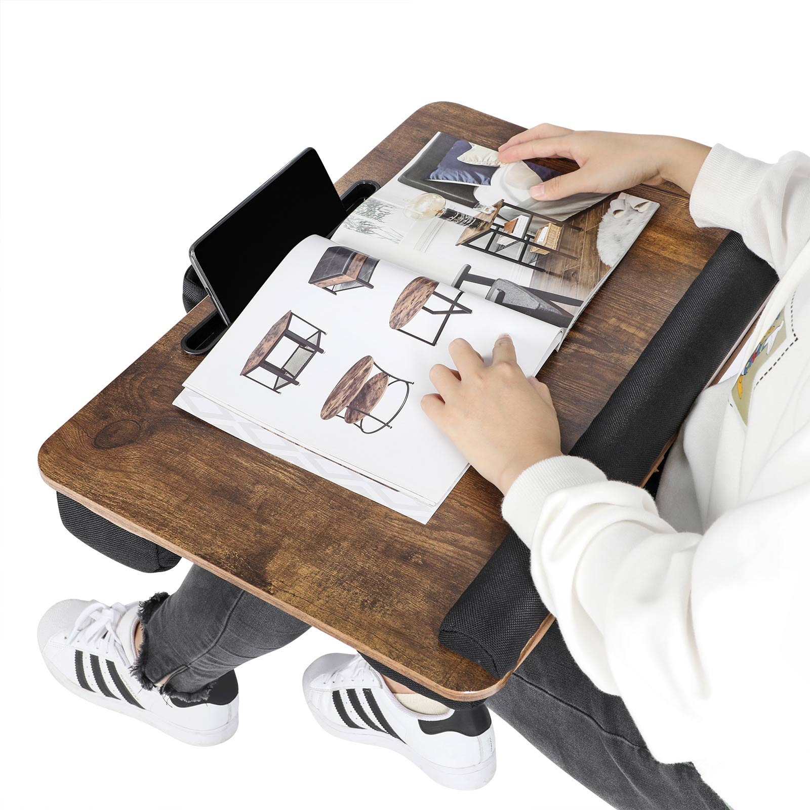 SONGMICS Lap Desk, Cushioned Bed Tray, with Phone Tablet Slot, for up