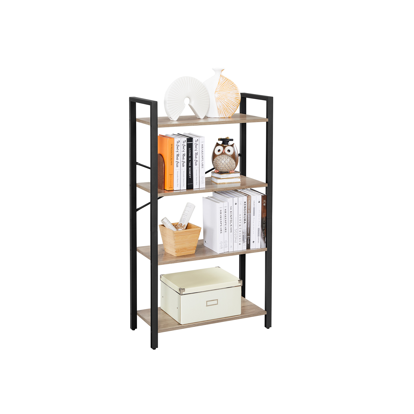 4Tier Bookcase with Steel Frame