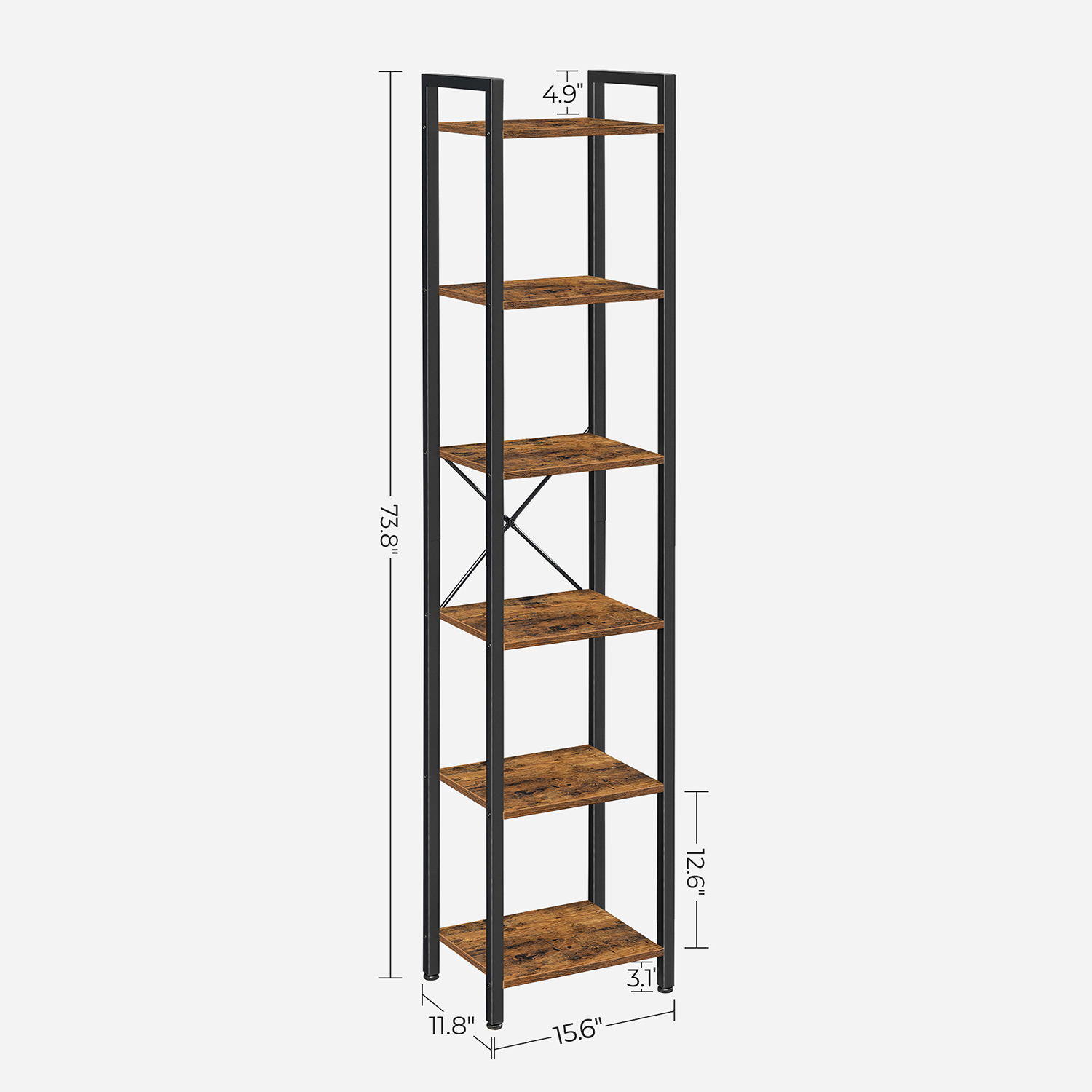 Industrial Brown 6 Layers Storage Shelf Unit VASAGLE