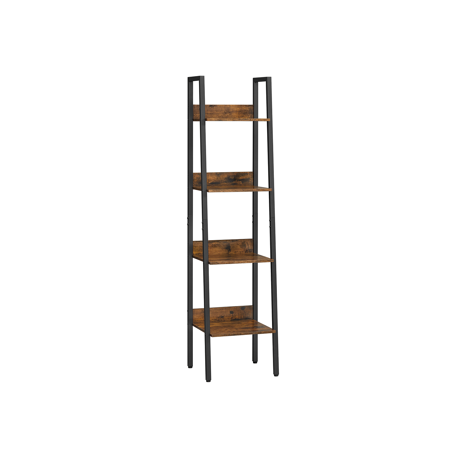 Industrial Brown 4Tier Slim Ladder Shelves with Metal Frame VASAGLE