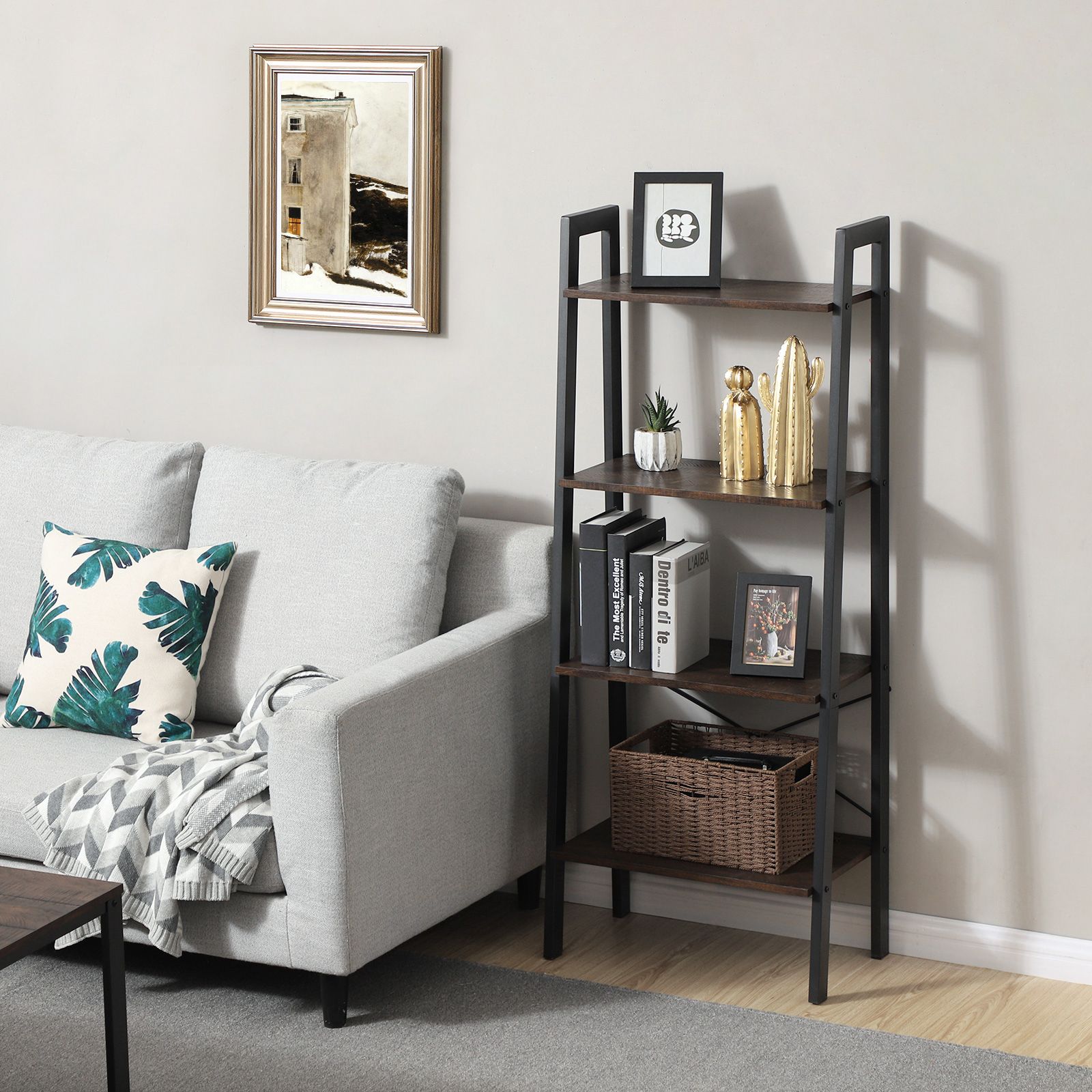 Metal Frame Storage Shelf Ladder Shelf VASAGLE by SONGMICS