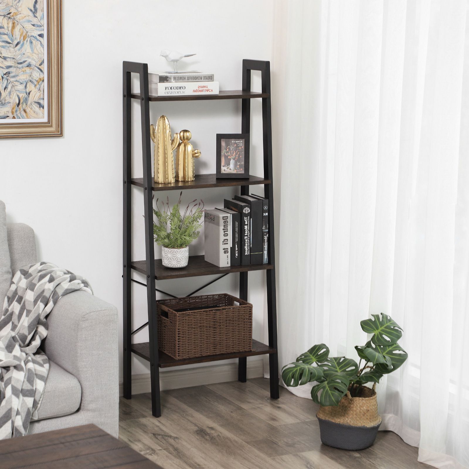 Metal Frame Storage Shelf Ladder Shelf VASAGLE by SONGMICS