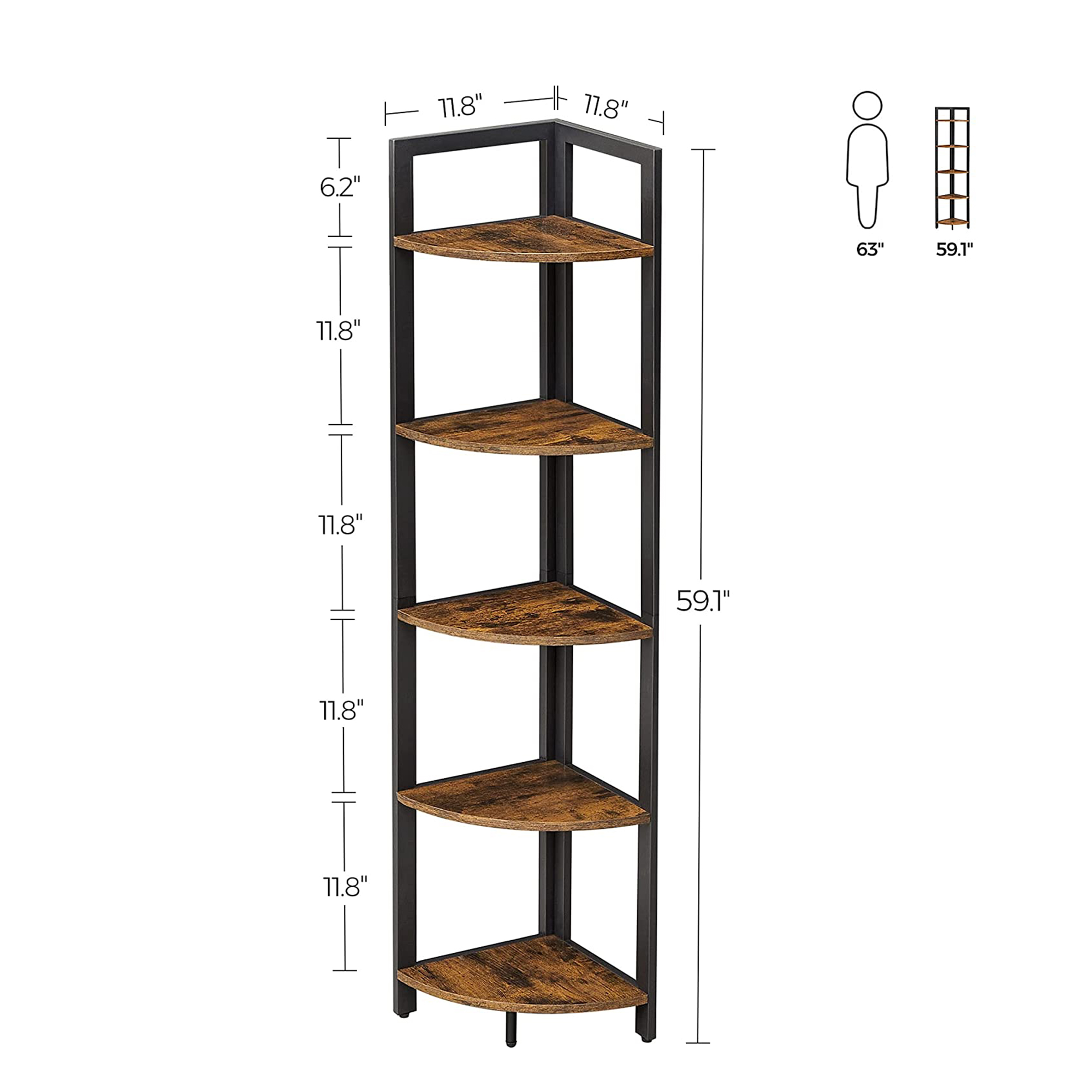 5 Tier Corner Bookshelf | SONGMICS