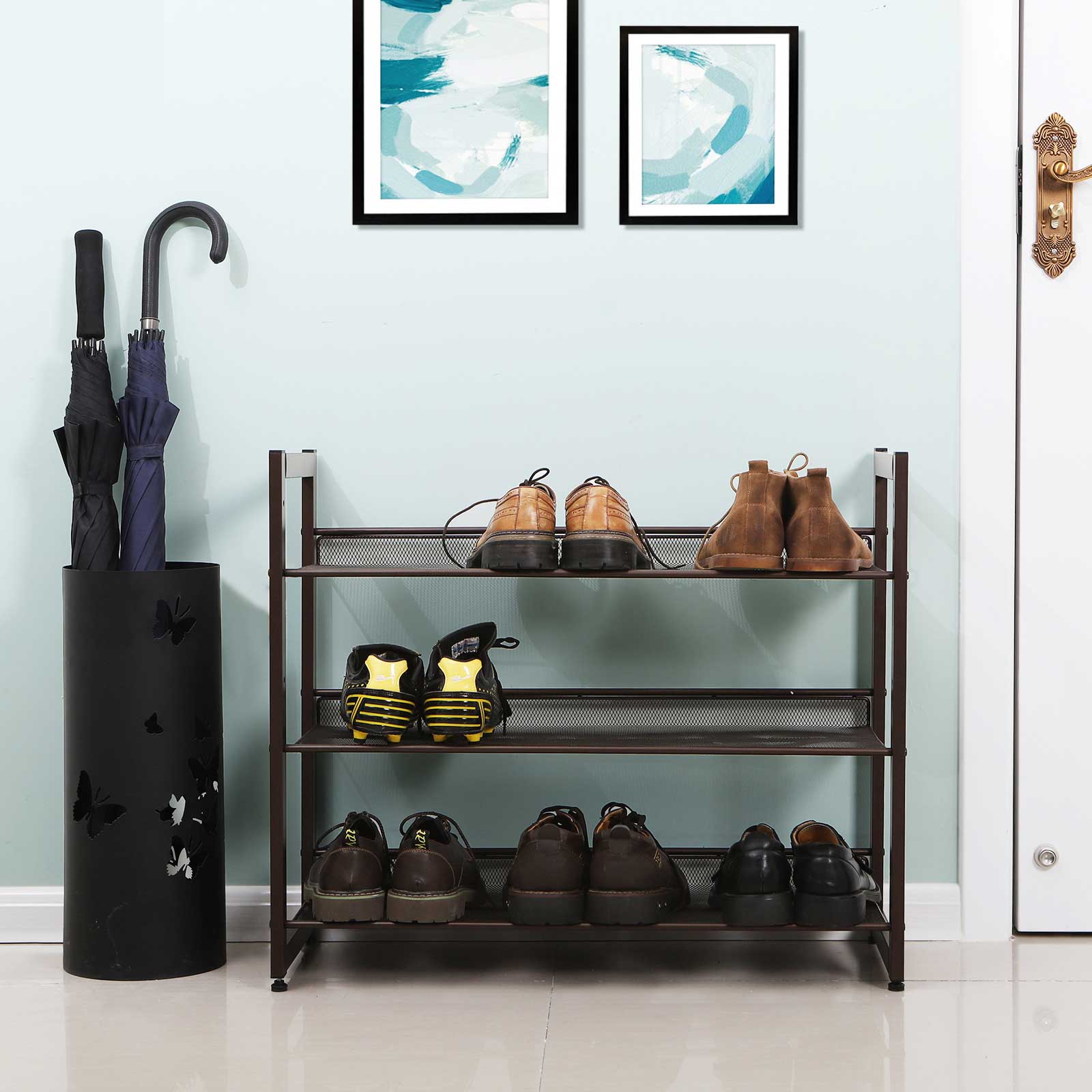 Metal Frame Shoe Rack with Adjustable Shelves Home Storage SONGMICS