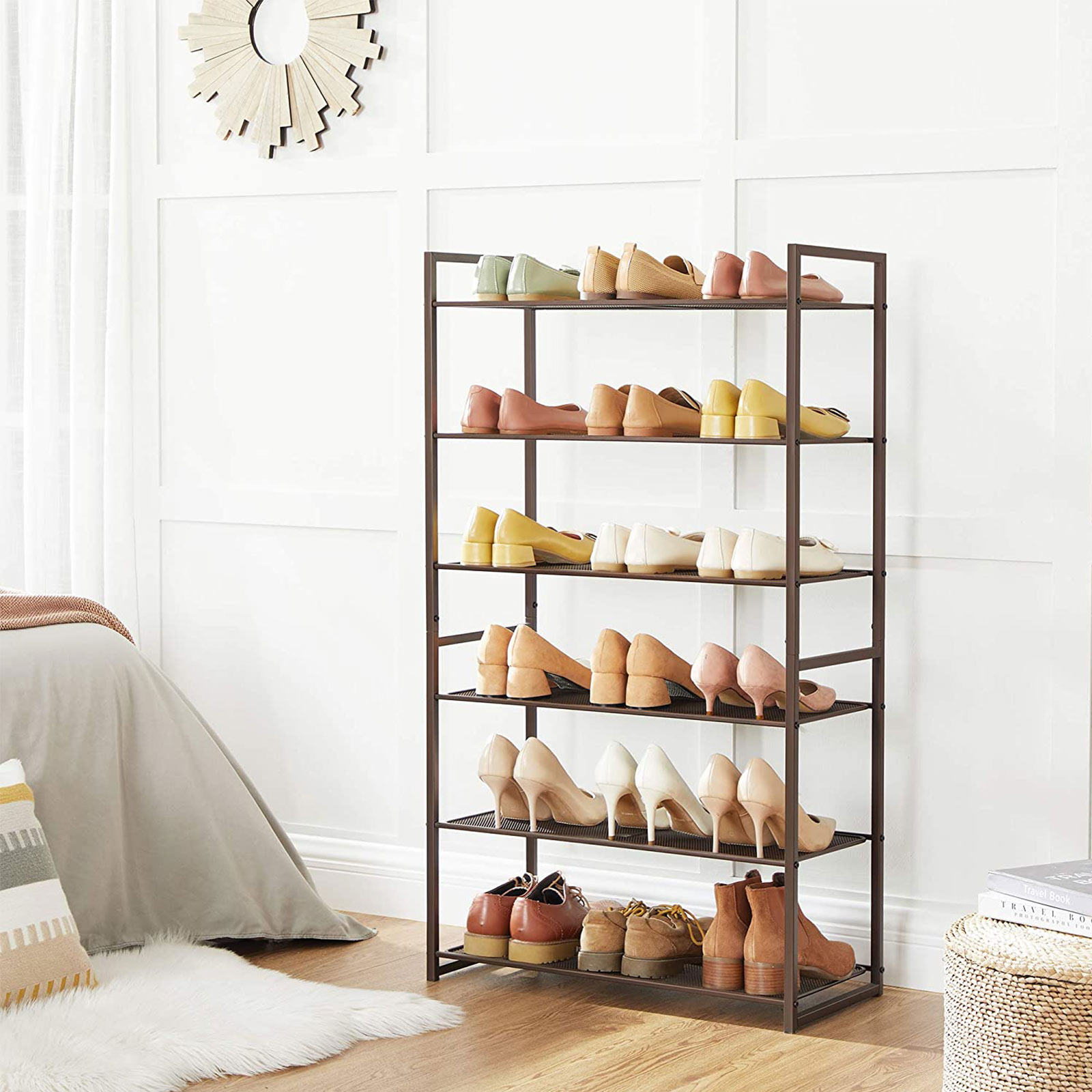 6-tier Metal Shoe Storage Rack | Home Furniture | SONGMICS