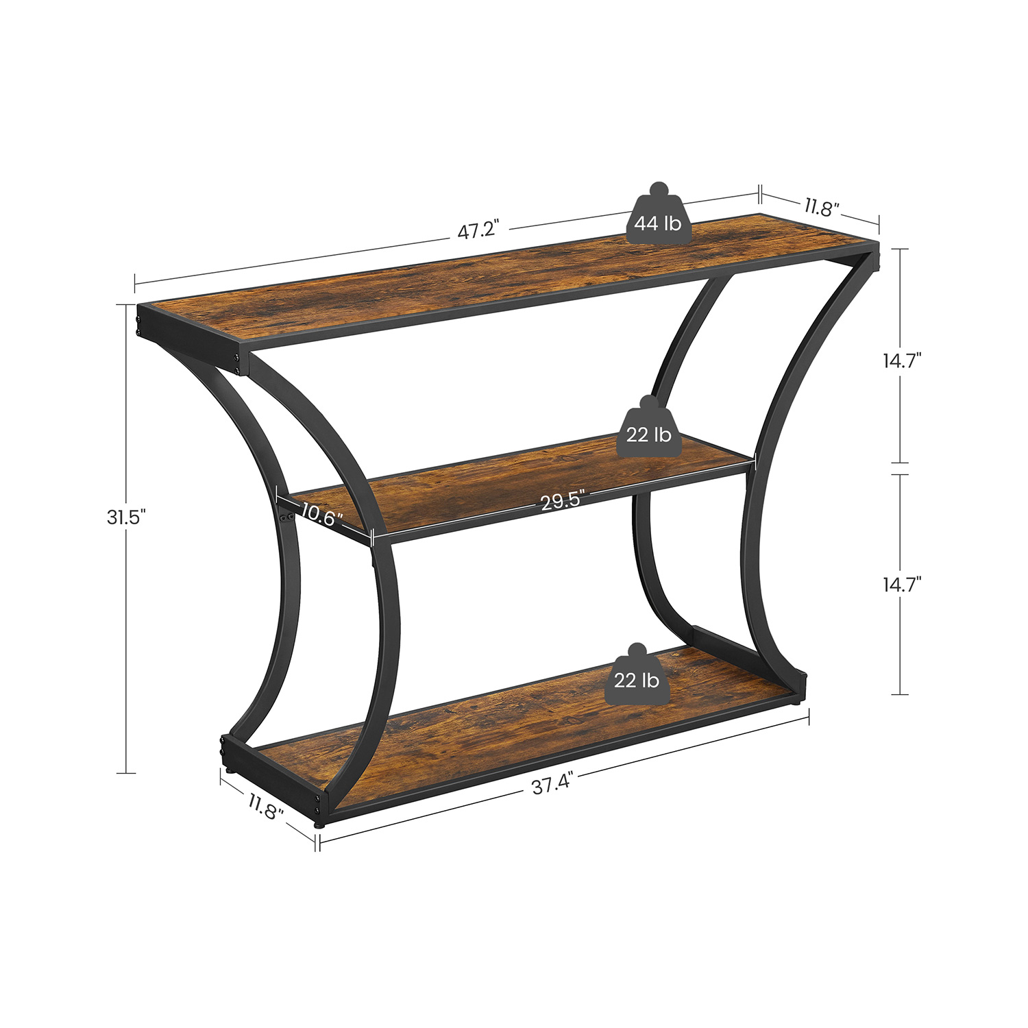 Console Table with Curved Legs | Home Furniture | VASAGLE by SONGMICS