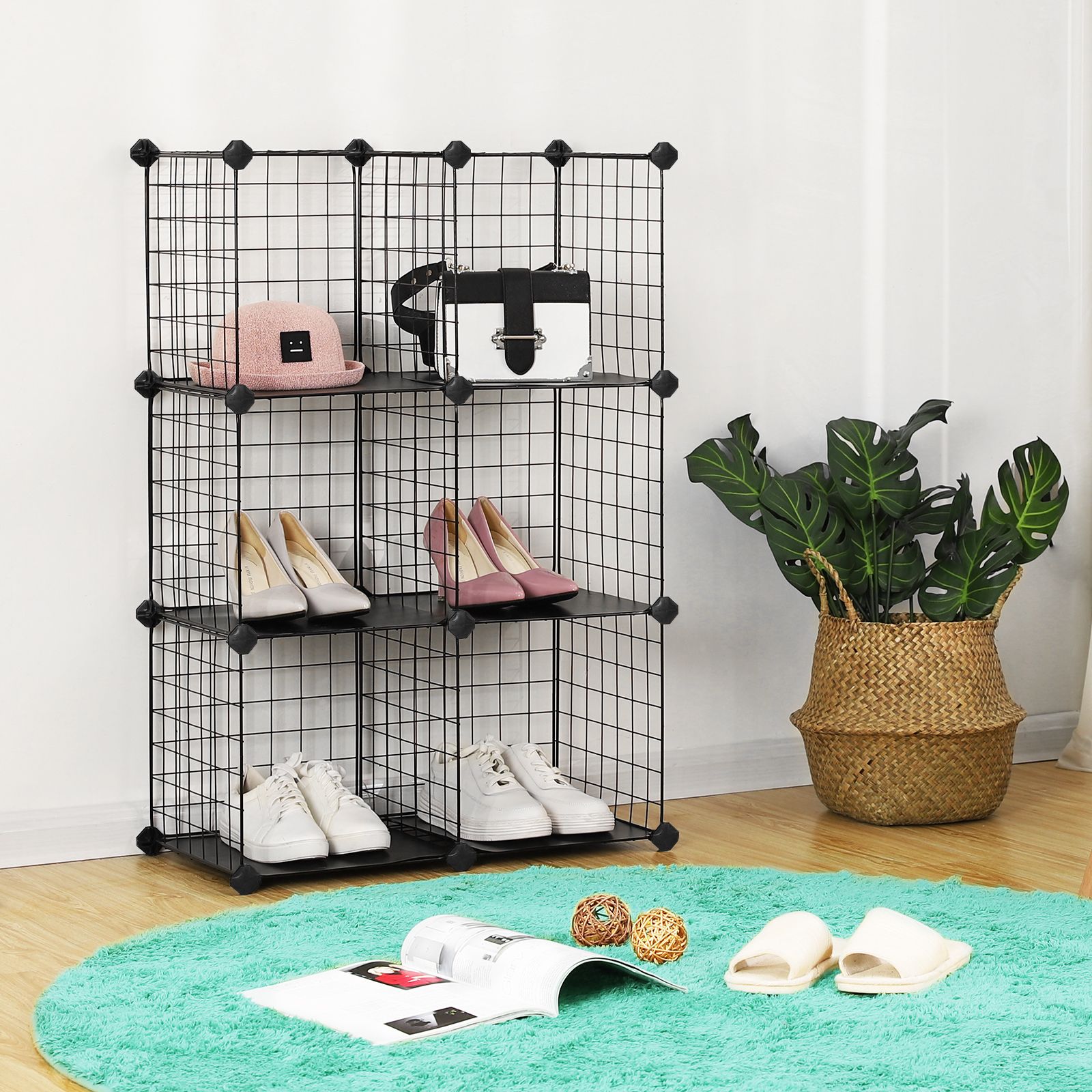 Black Metal Wire Cube Cube Organizer SONGMICS