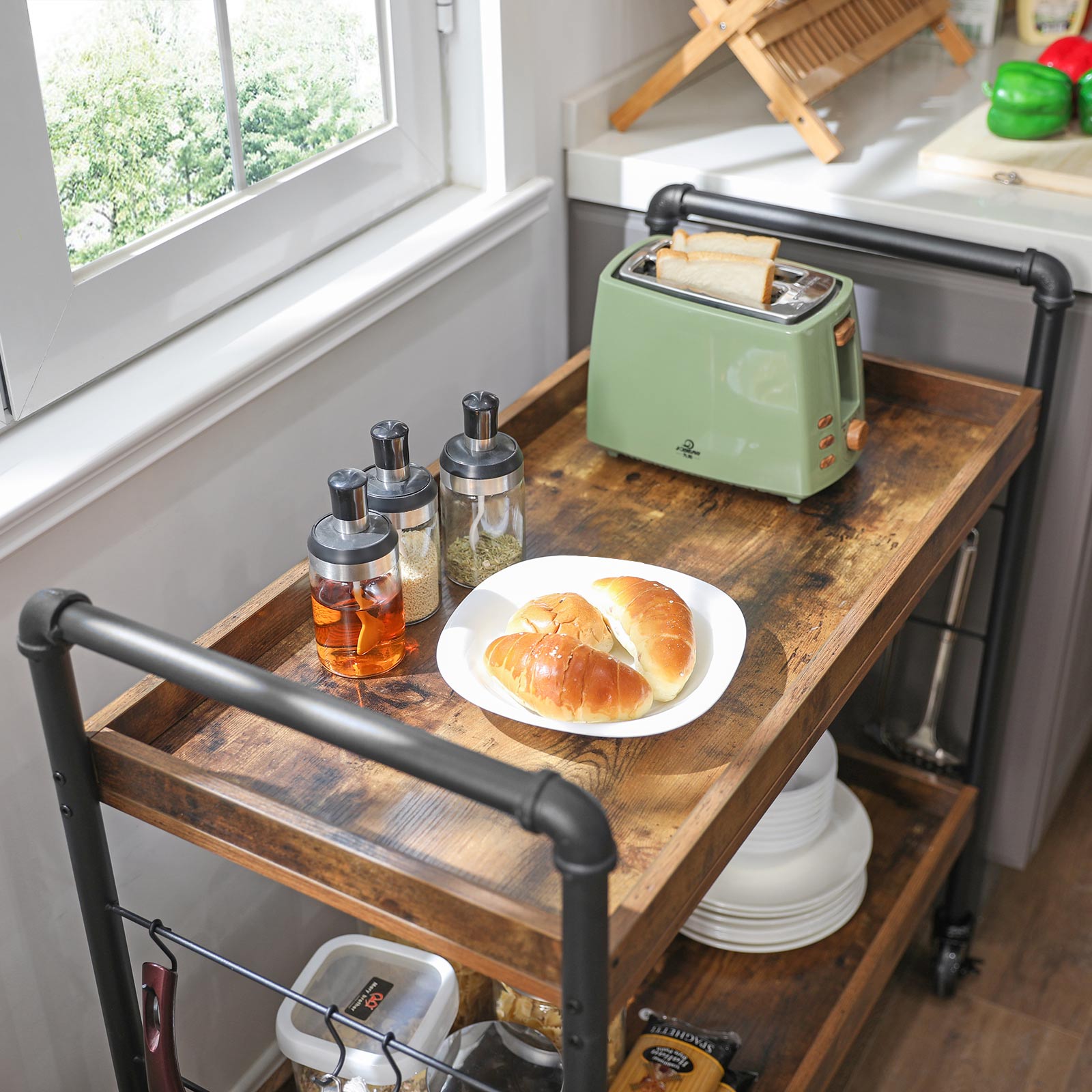 Universal Casters Kitchen Cart Kitchen Cart VASAGLE by SONGMICS
