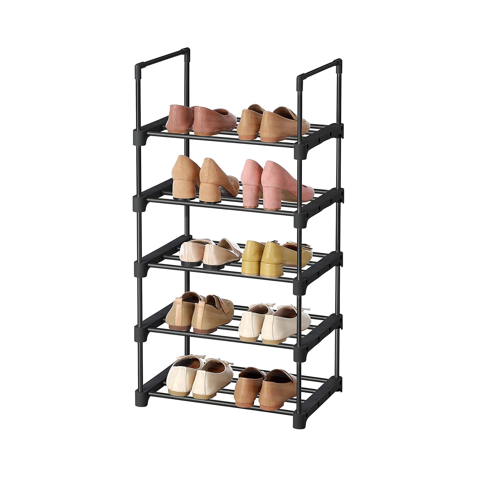 SONGMICS 5Tier Shoe Rack, Metal Shoe Storage Organizer, Stackable