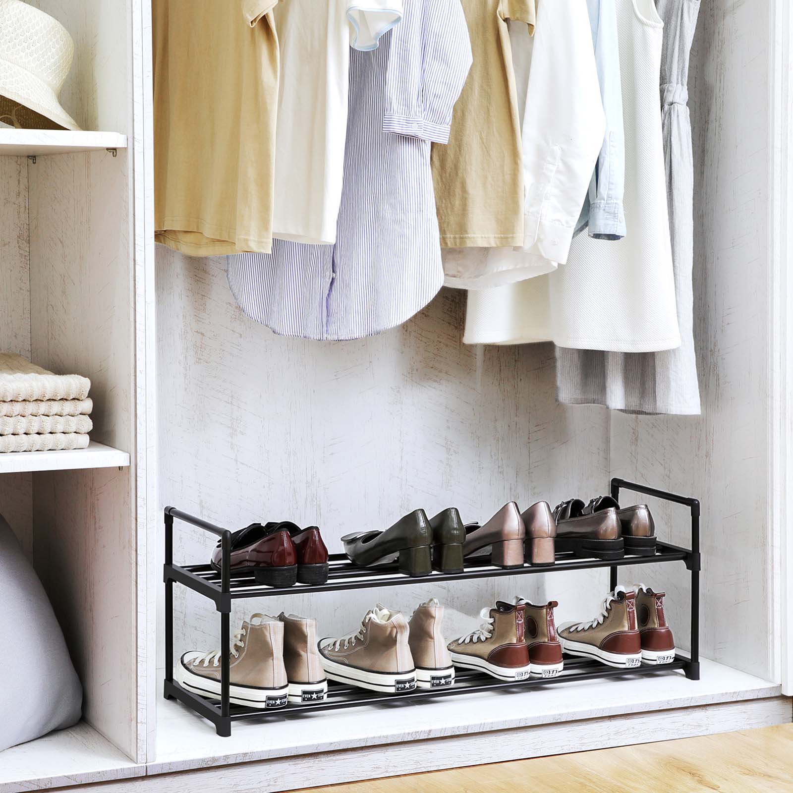 Slatted Metal Shoe Rack Shoe Rack SONGMICS