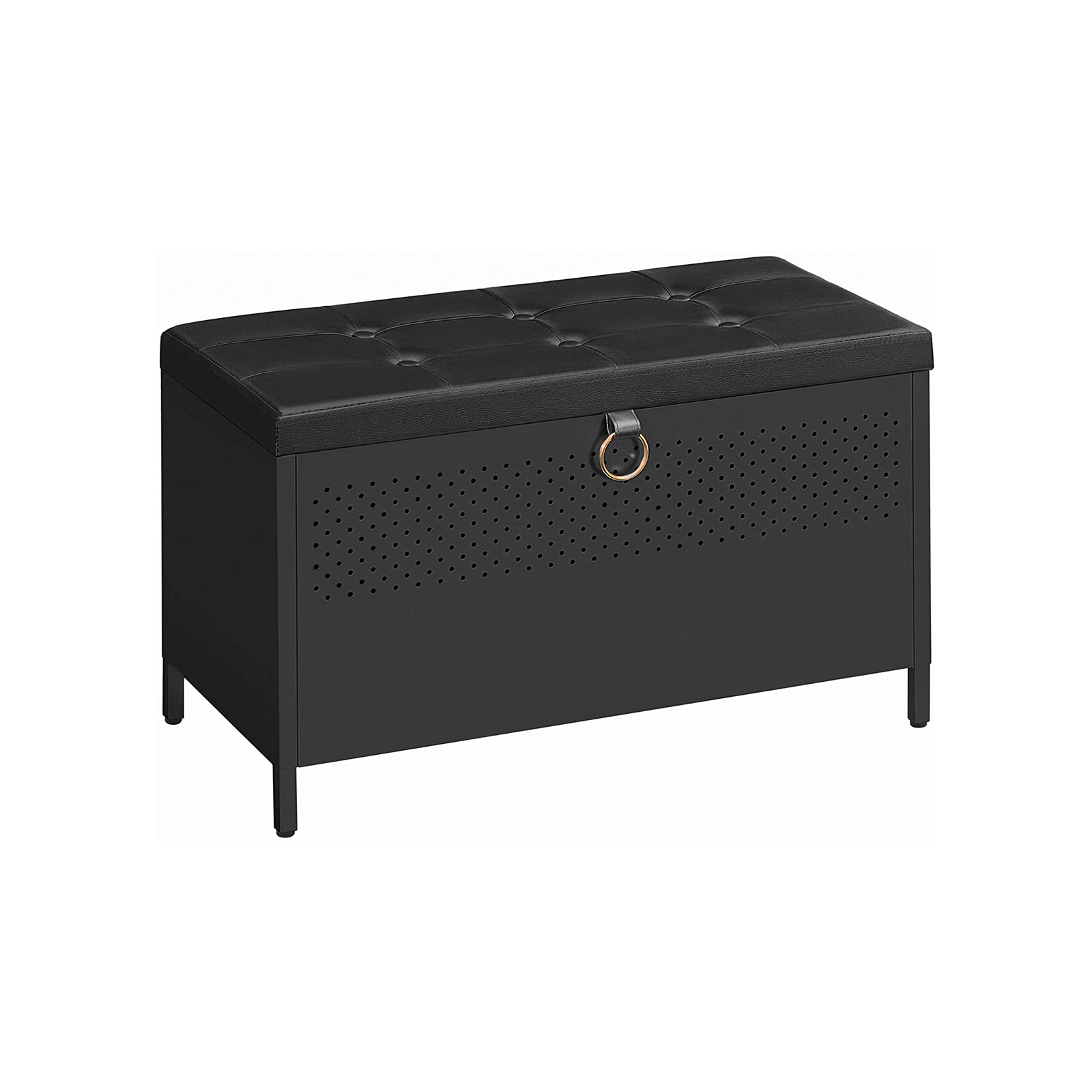 Black Storage Bench with Cushion Lid SONGMICS