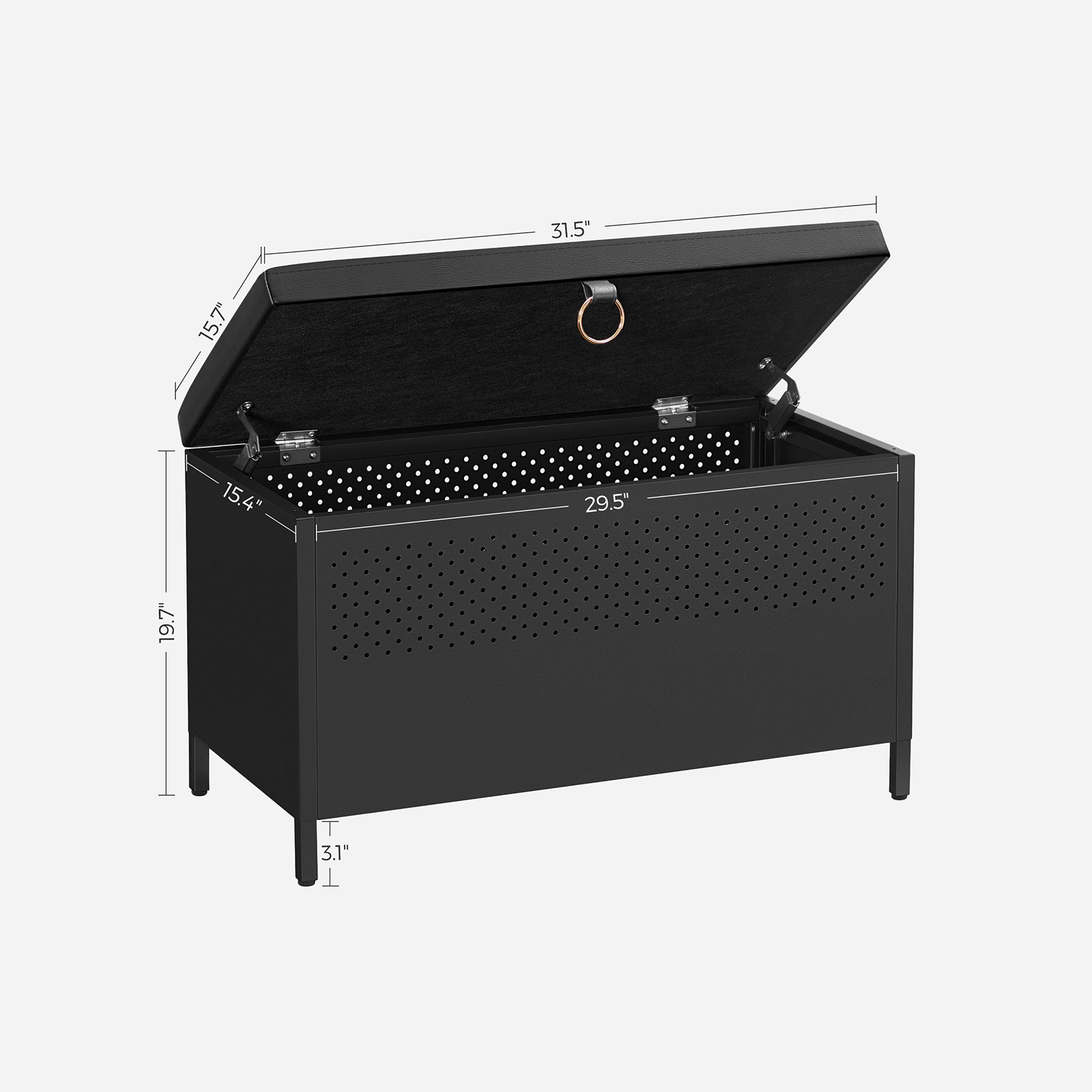 Black Storage Bench with Cushion Lid SONGMICS