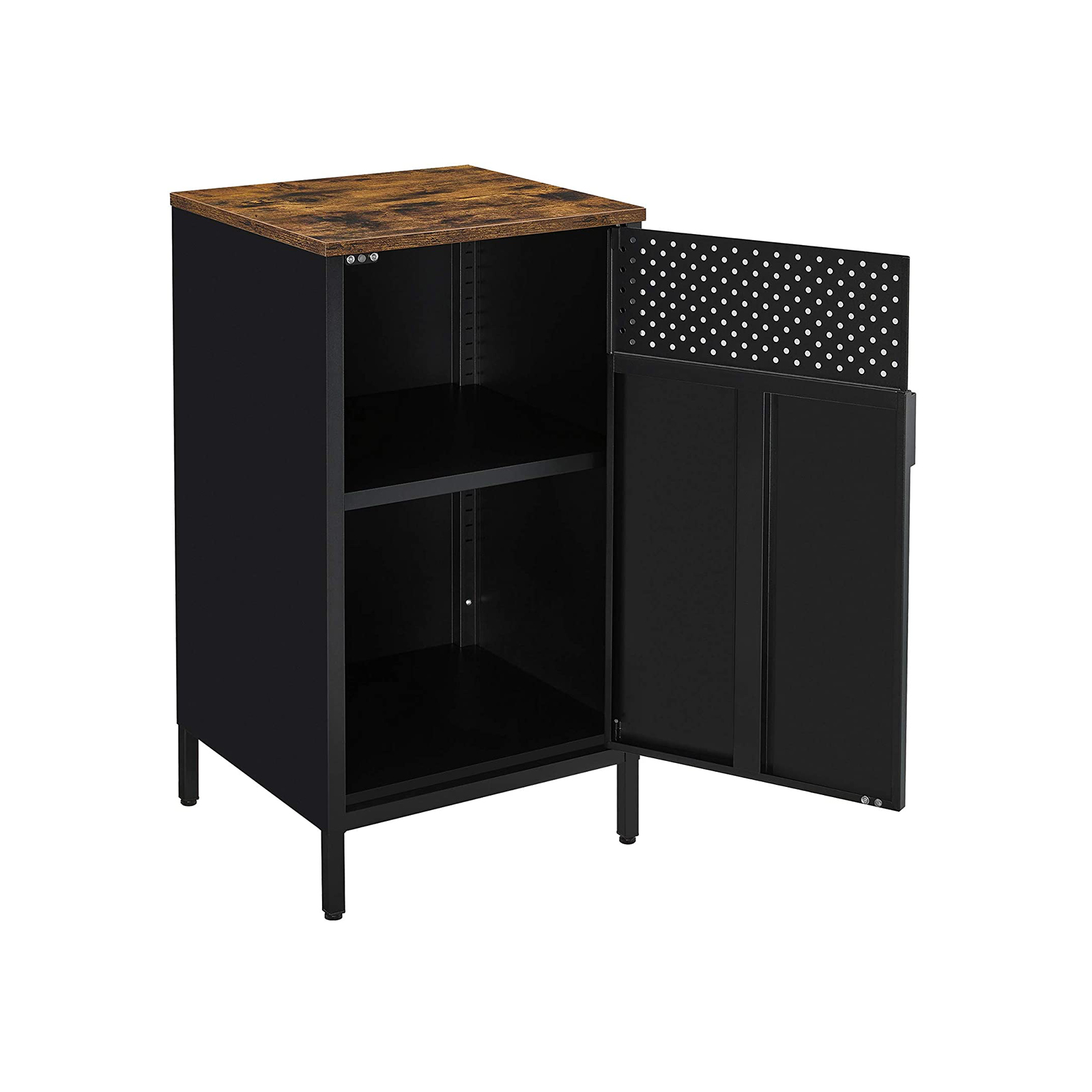 Black Metal Frame Nightstand with Door Home Furniture SONGMICS