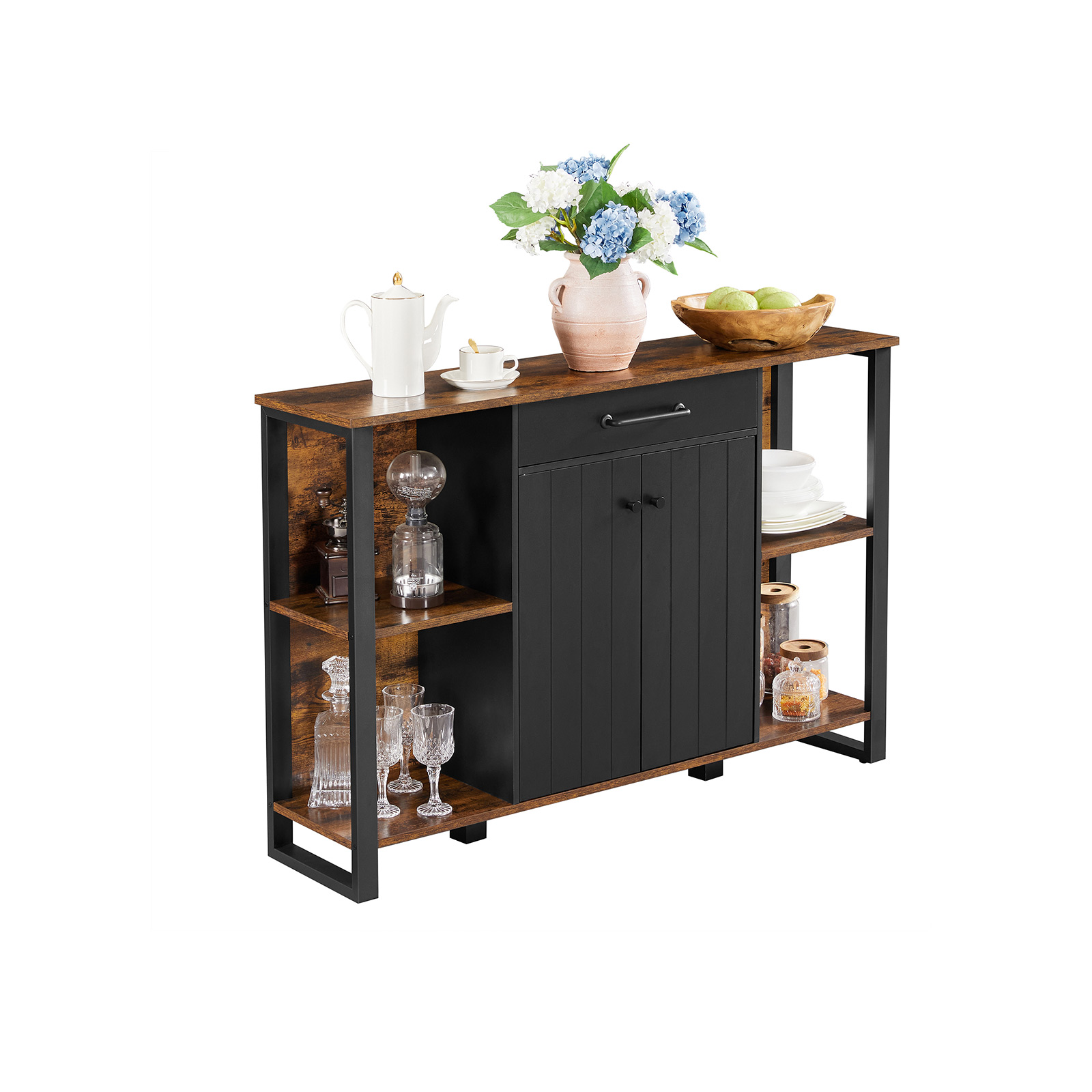 Brown & Black Buffet Cabinet with Drawer | VASAGLE