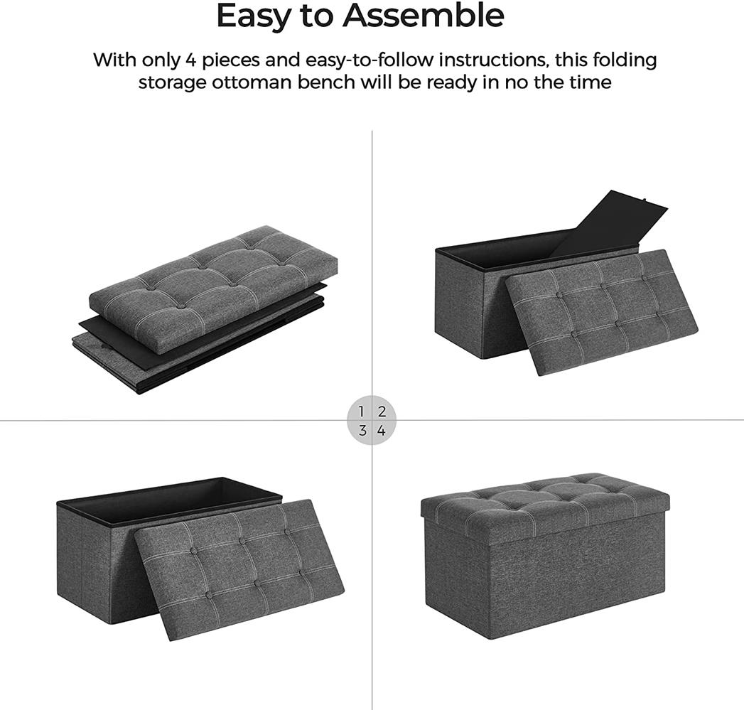 Foldable Storage Ottoman Bench Home Storage & Organization SONGMICS