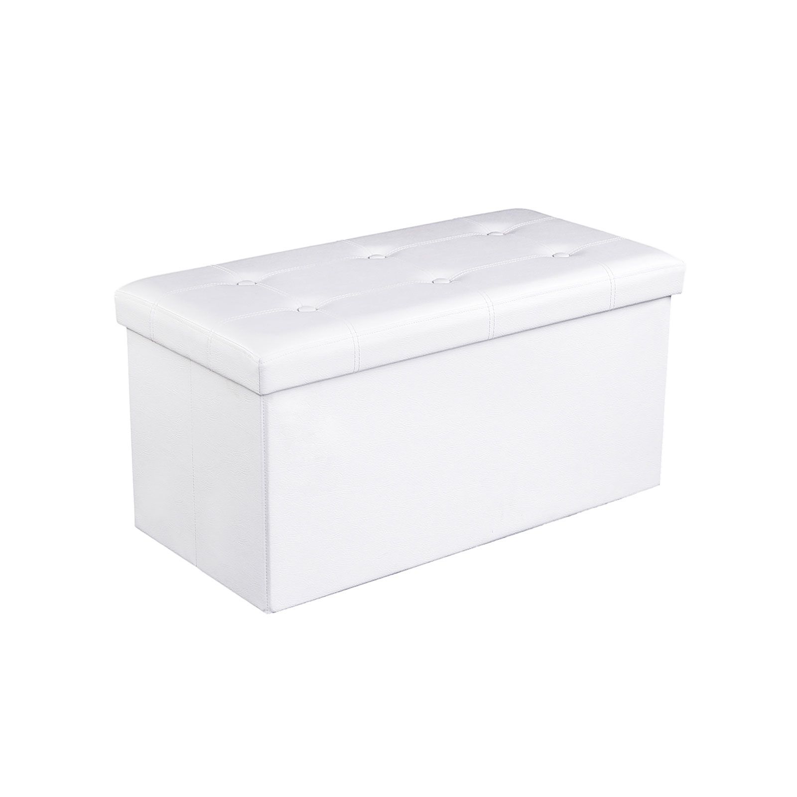 White Storage Ottoman Bench with Padded Seat | Home Storage