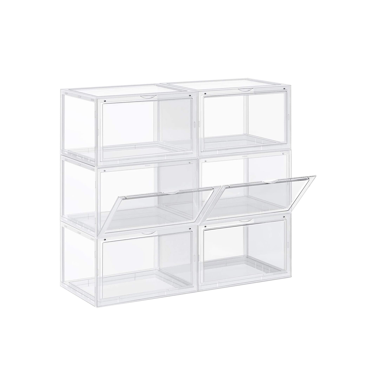 Versatile Storage Container for Shoes and Crafts SONGMICS Shoe Boxes with Lids Transparent LSP11WT Sizes Up to UK 7.5 Set of 8 Stackable Clear Shoe Organiser 