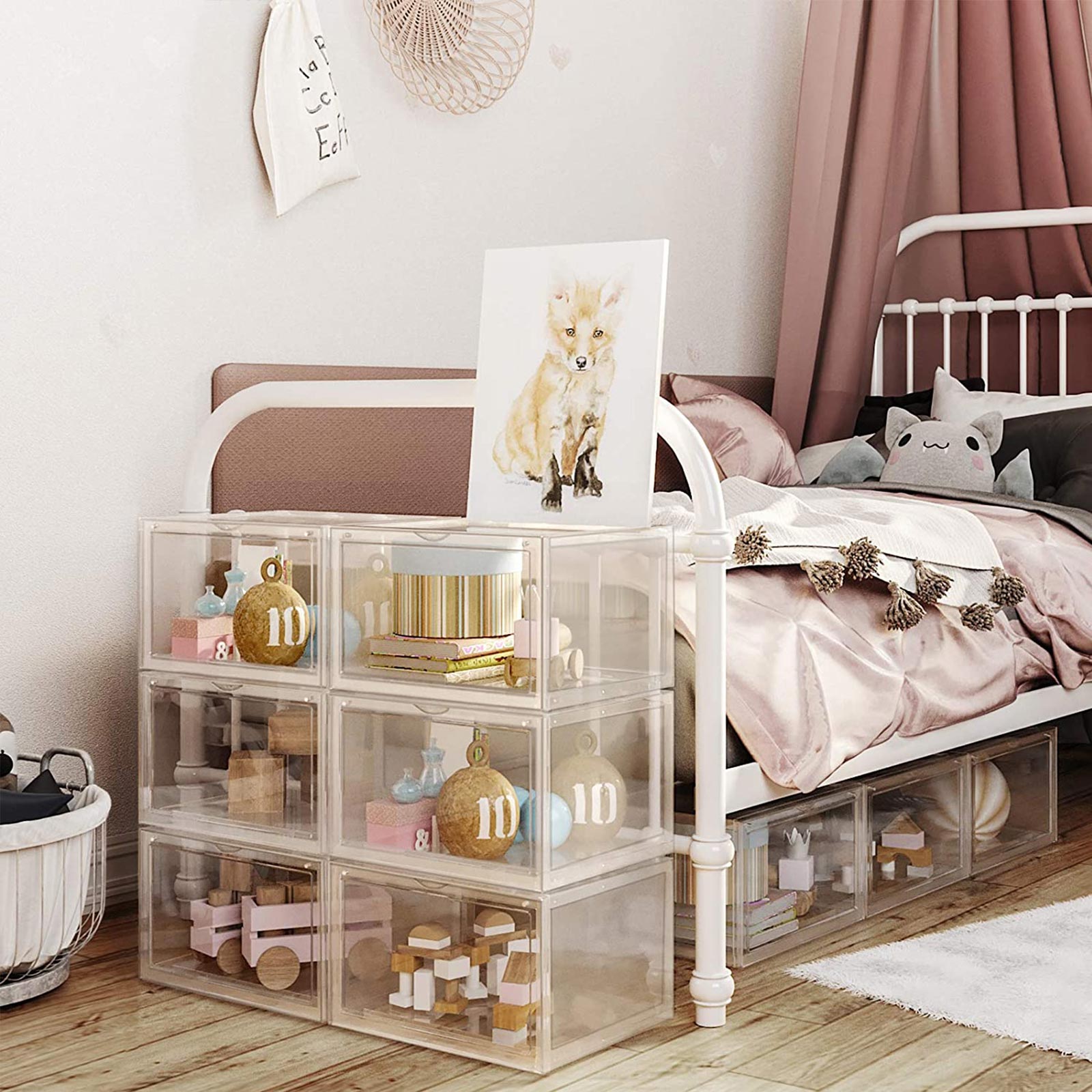 Set of 6 Transparent Shoe Boxes with Doors | Home Storage ...