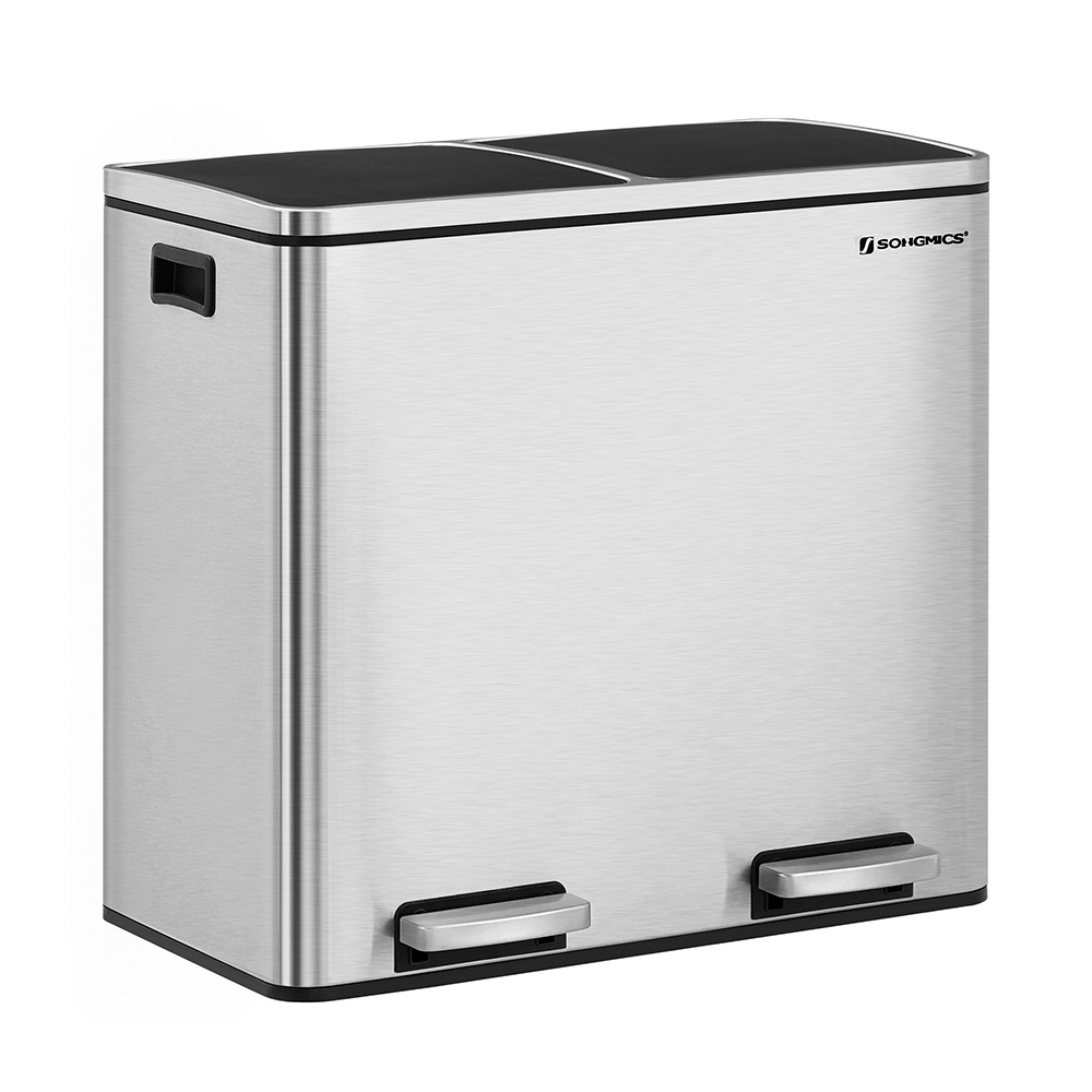 Silver Dual Trash Can with Lid for Sale | Home Storage & Organization ...