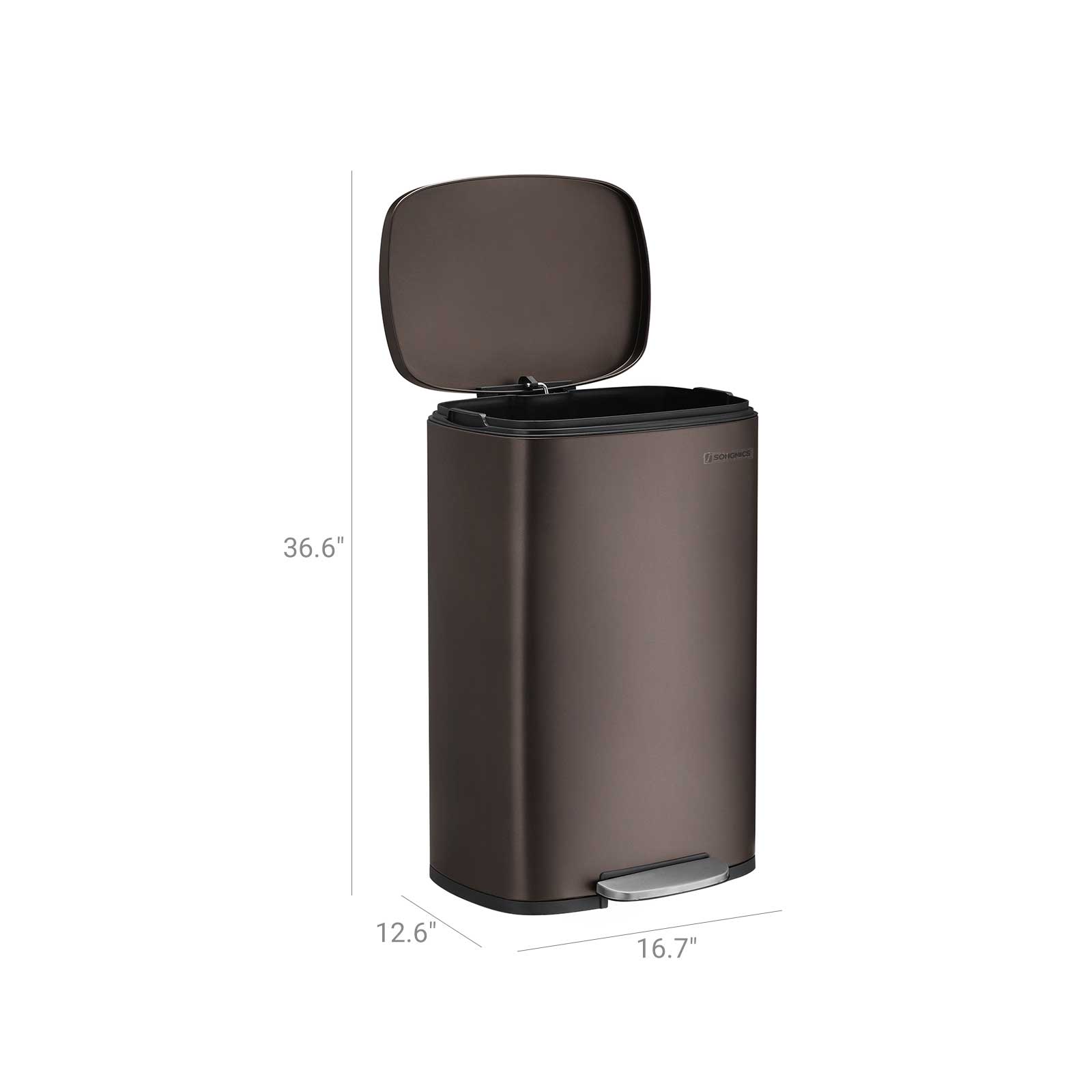 Step Open Trash Can for Kitchen Home Storage & Organization SONGMICS