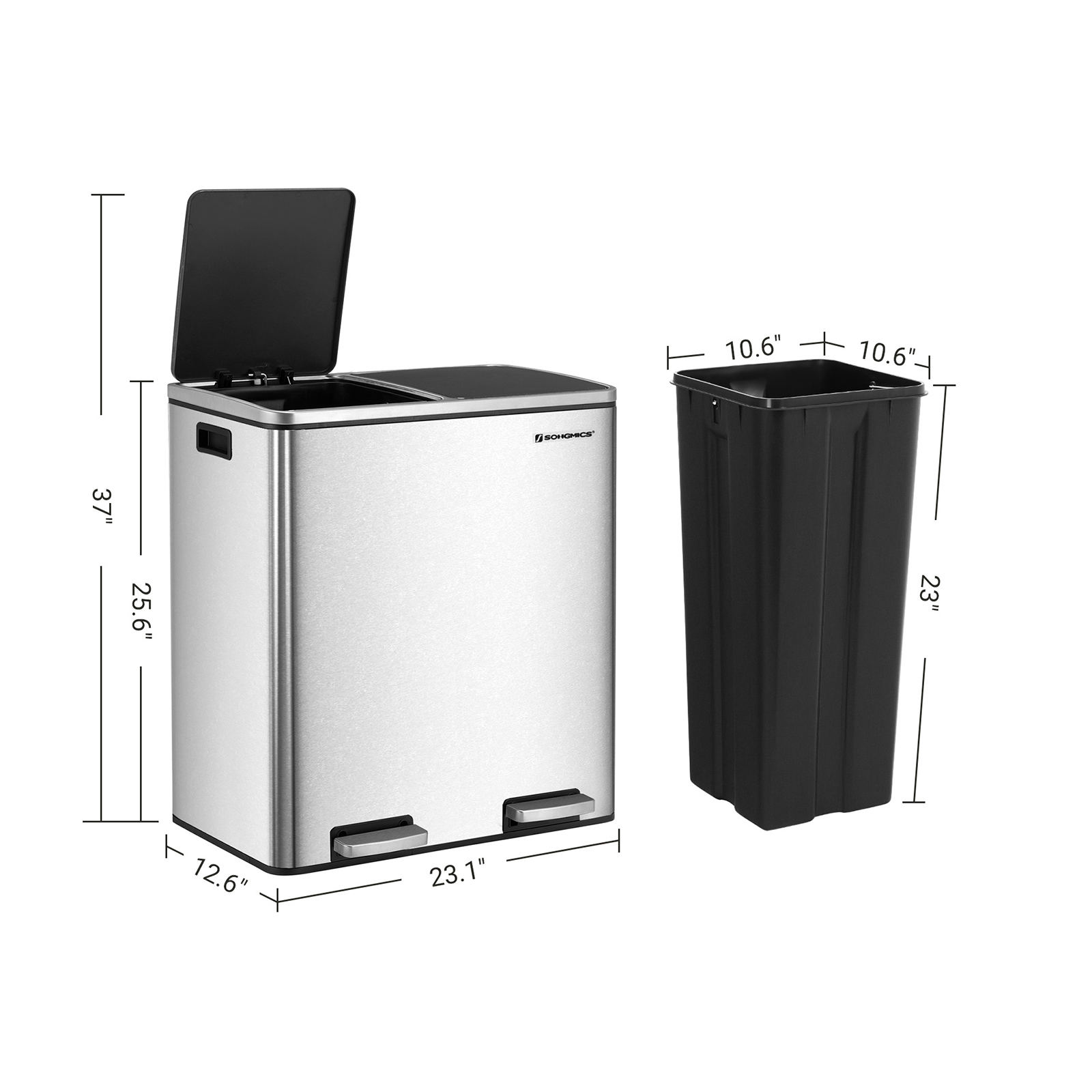 16 Gallon Step Trash Can | Home Storage | SONGMICS