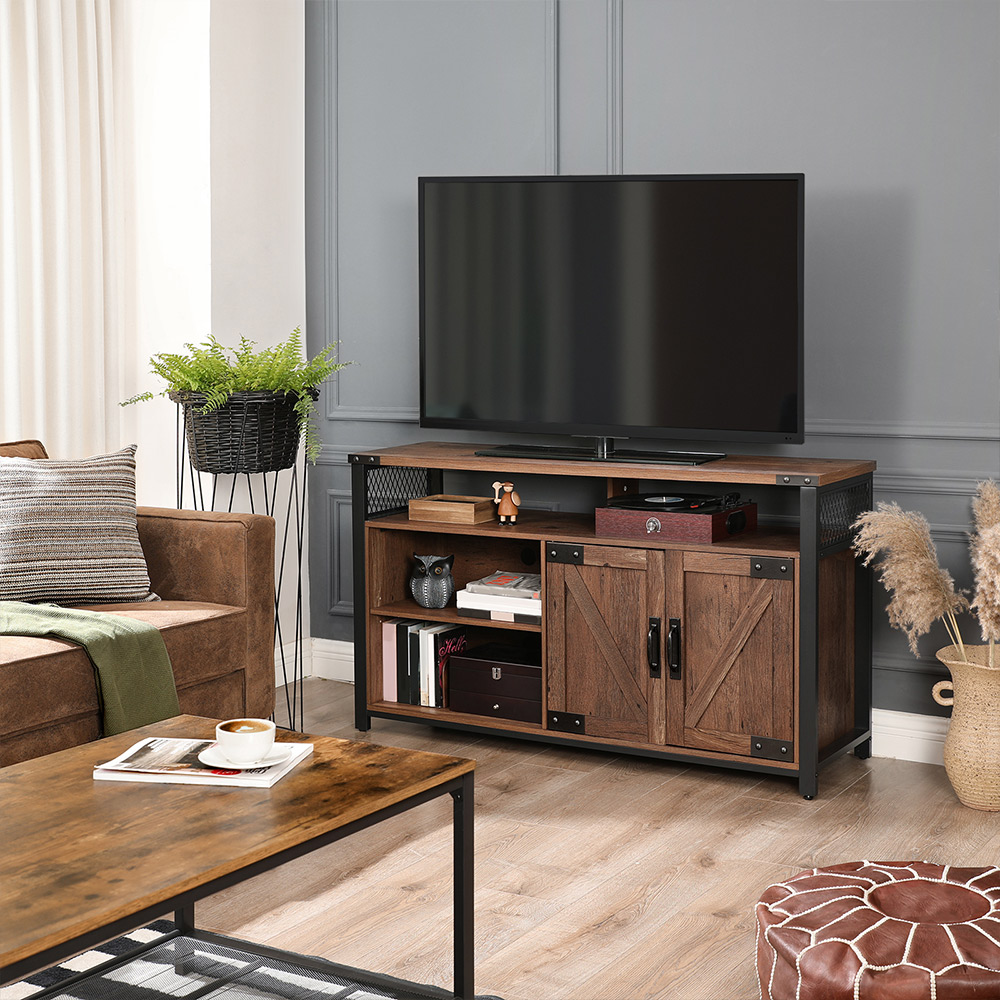 VASAGLE TV Stand for 55Inch TV with Barn Doors, Entertainment Center