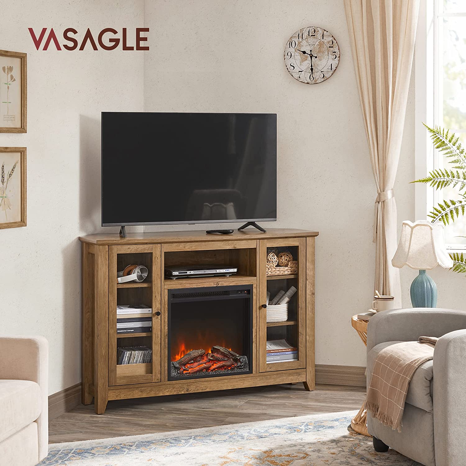 TV Stand with Fireplace VASAGLE