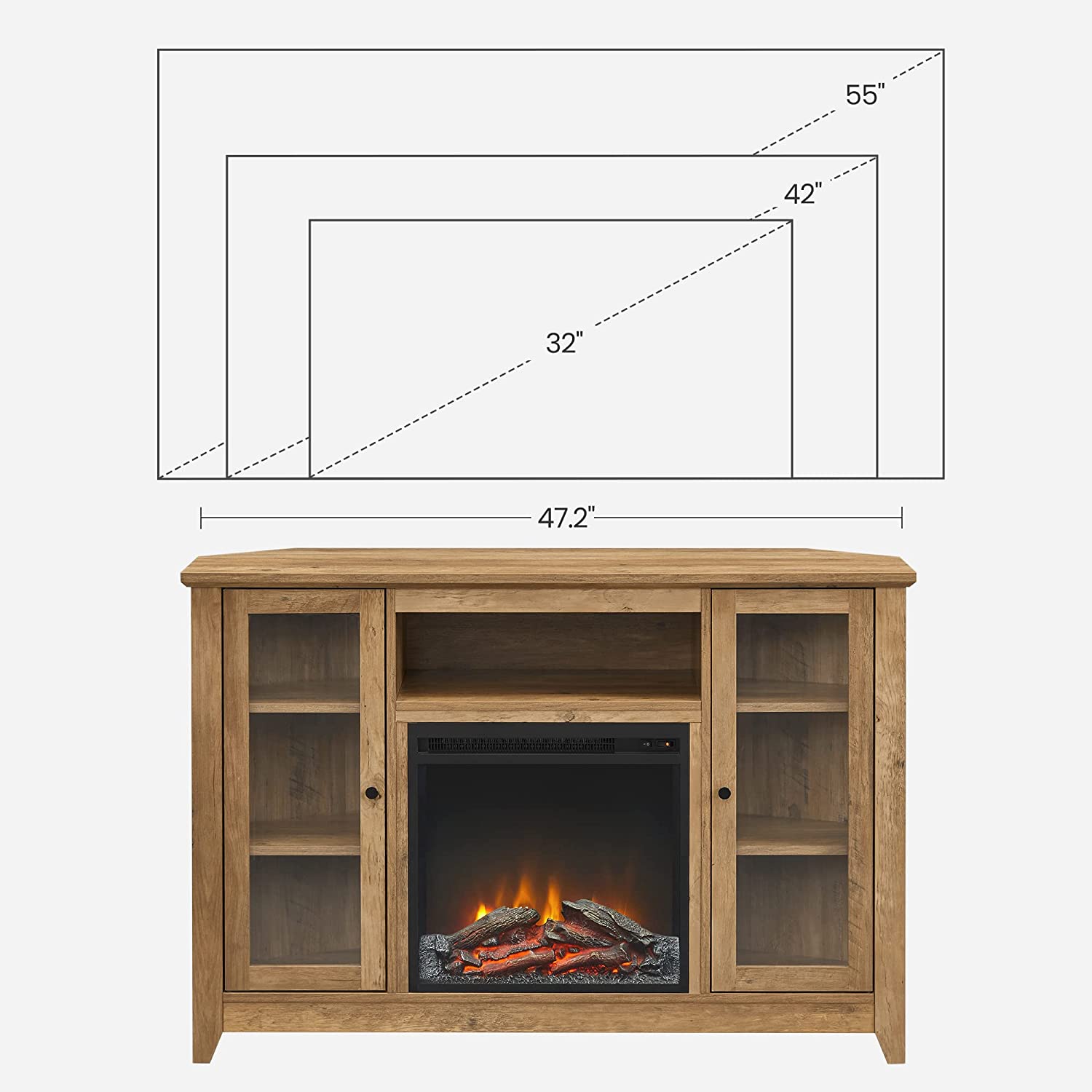 TV Stand with Fireplace VASAGLE