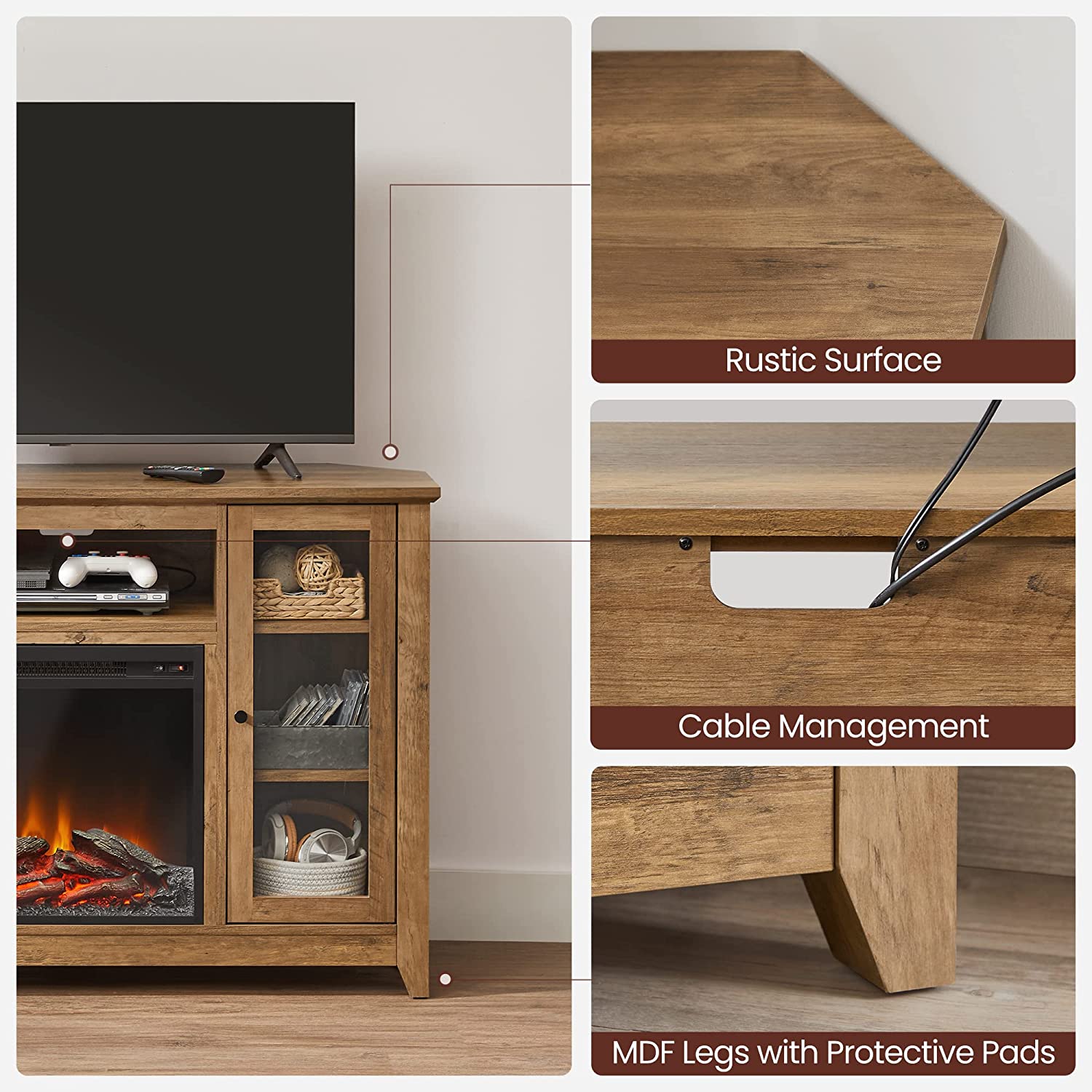 TV Stand with Fireplace VASAGLE