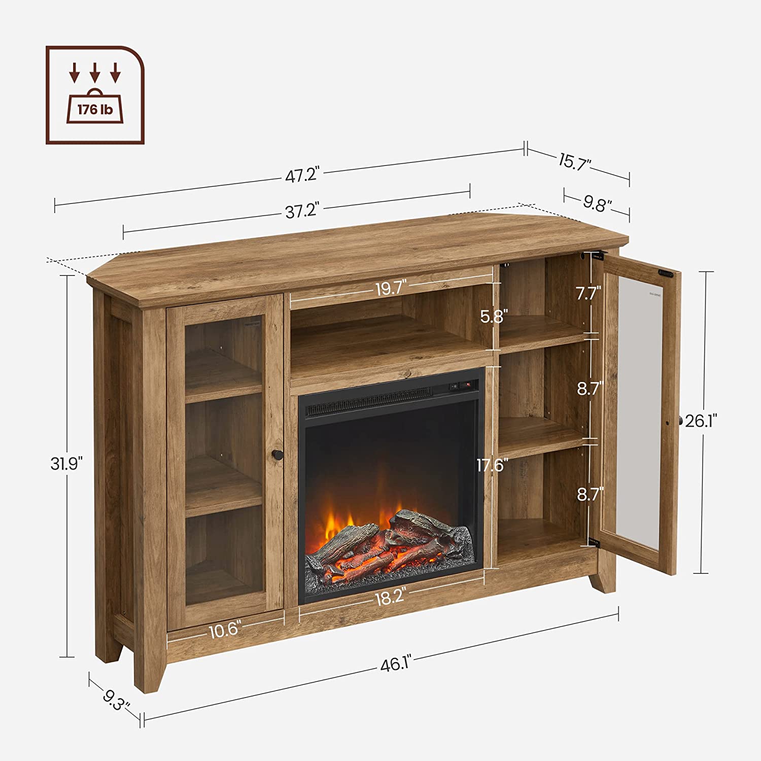 TV Stand with Fireplace VASAGLE