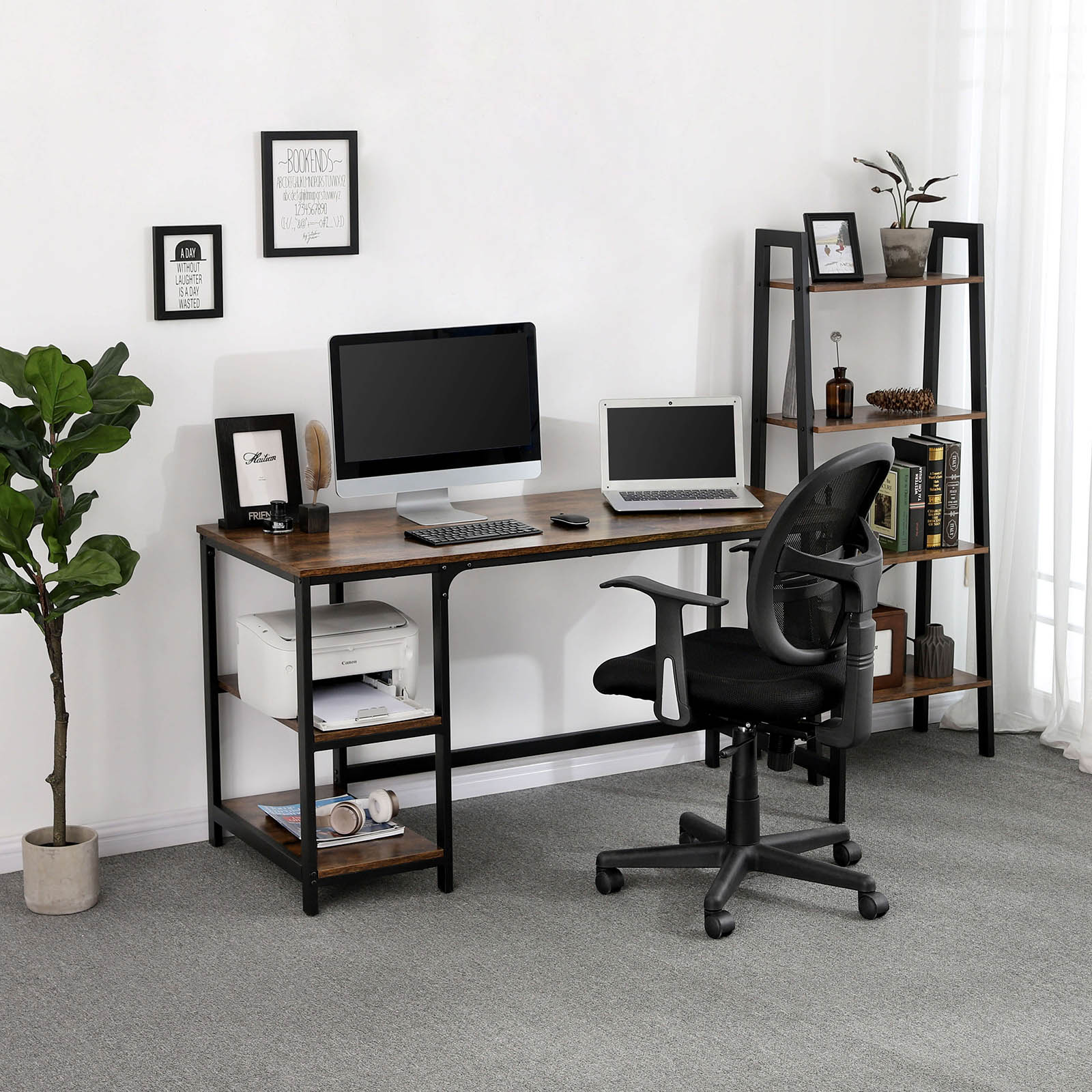 55 Inches Computer Desk with Shelves for Sale | Home Office Furniture ...