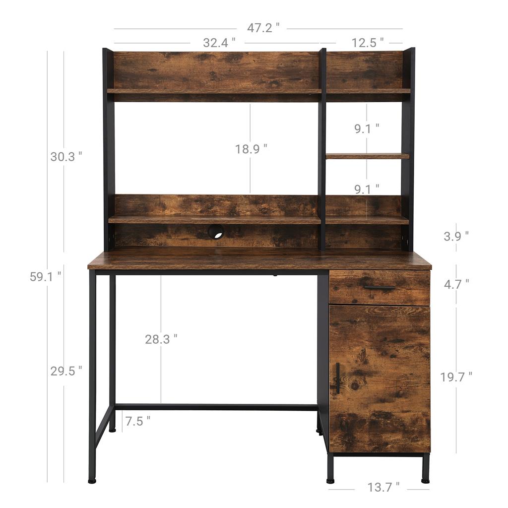 Industrial Computer Desk with Hutch for Sale Home Furniture VASAGLE