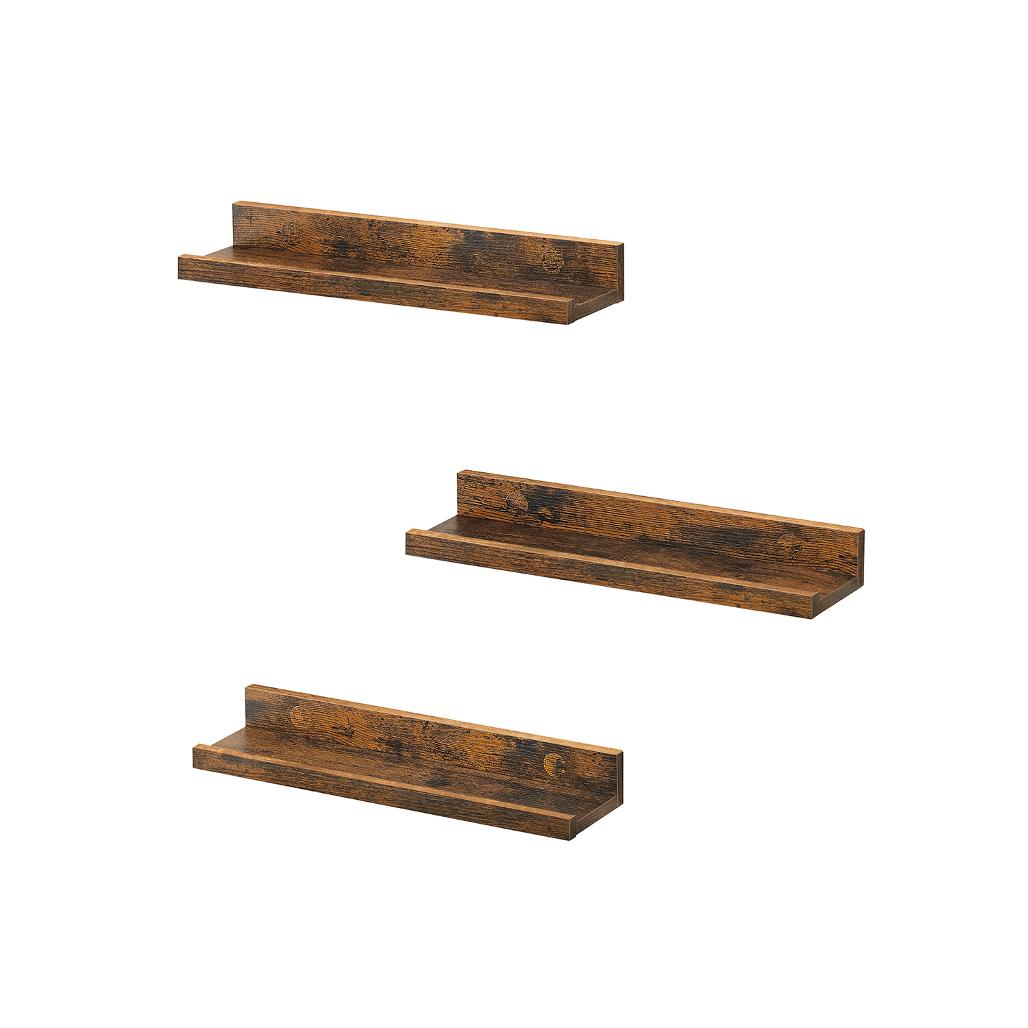 Set of 3 Rustic Brown Wall Shelves SONGMICS