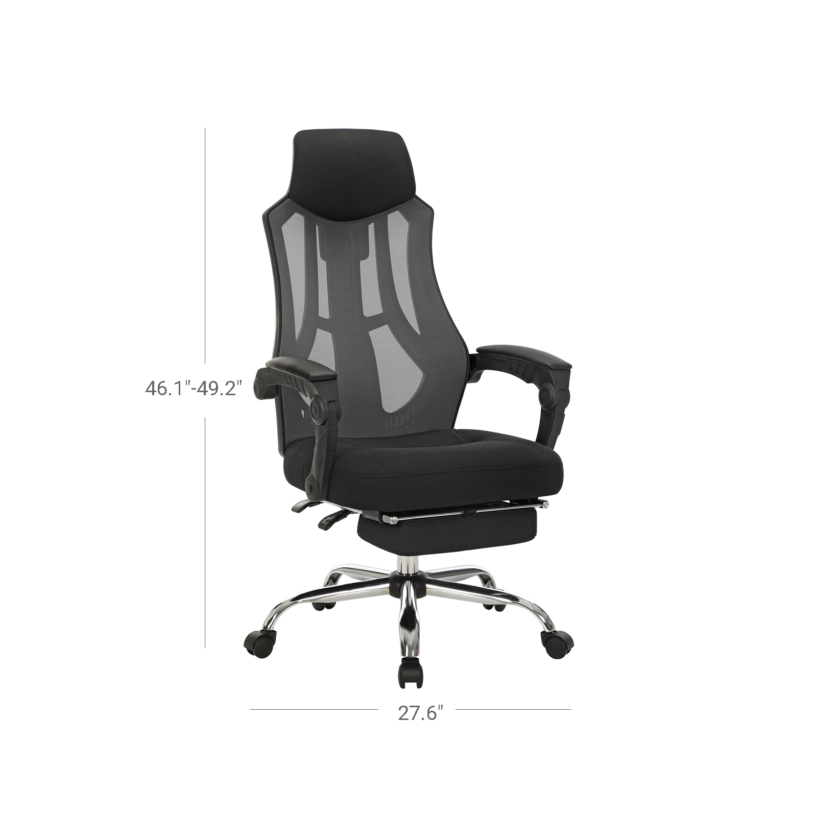 Black Adjustable Office Chair with Footrest | Home Office | SONGMICS