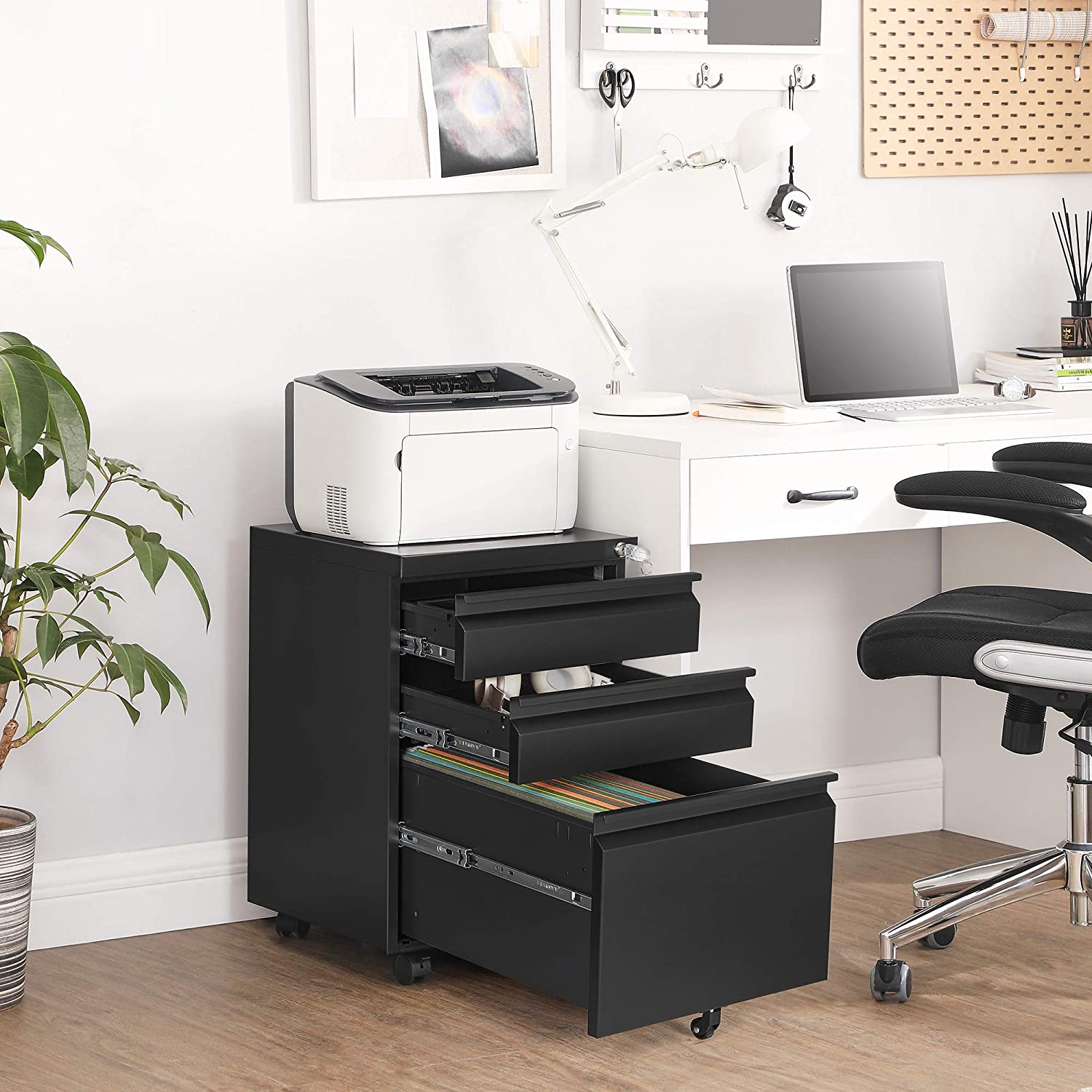 Black Mobile File with Lock for Sale Home Office SONGMICS