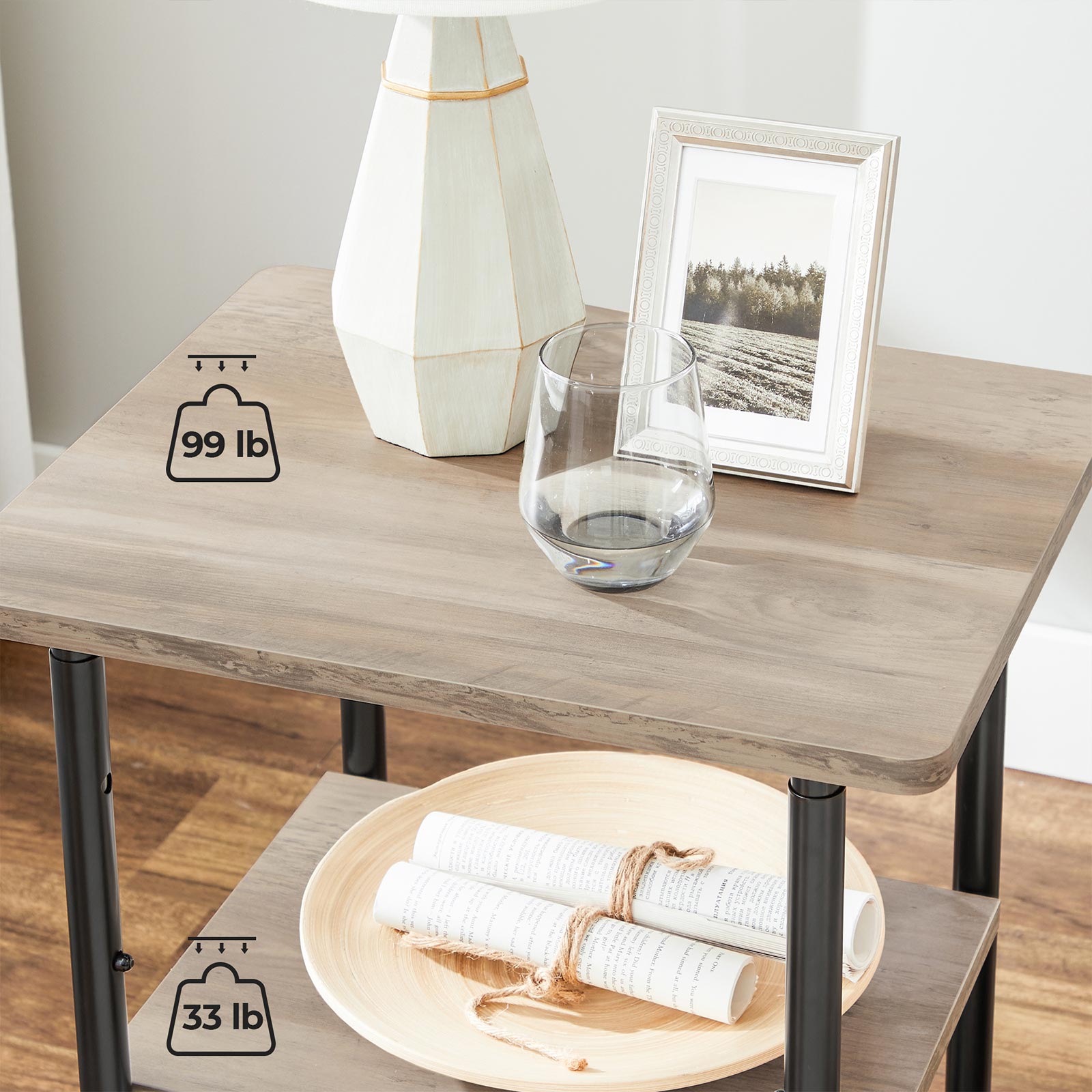 VASAGLE Industrial Printer Stand, 3Tier Machine Cart with Wheels and