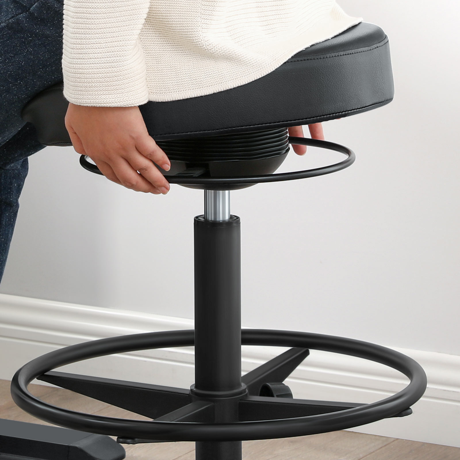 SONGMICS Office Stool Chair Rolling Standing Stool Ergonomic Wobble 