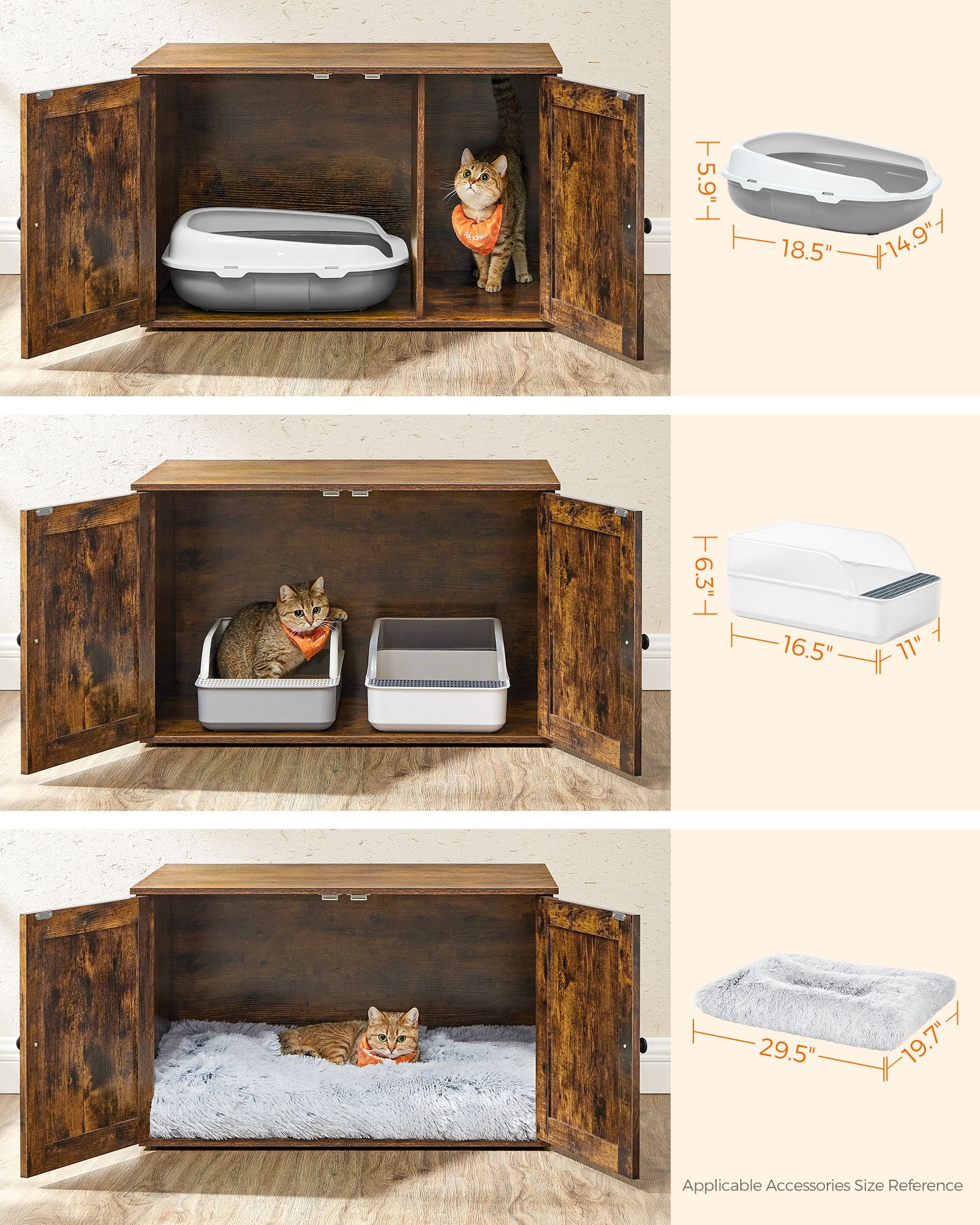 FEANDREA Hidden Cat Litter Box Enclosure, Wooden Furniture, Cat