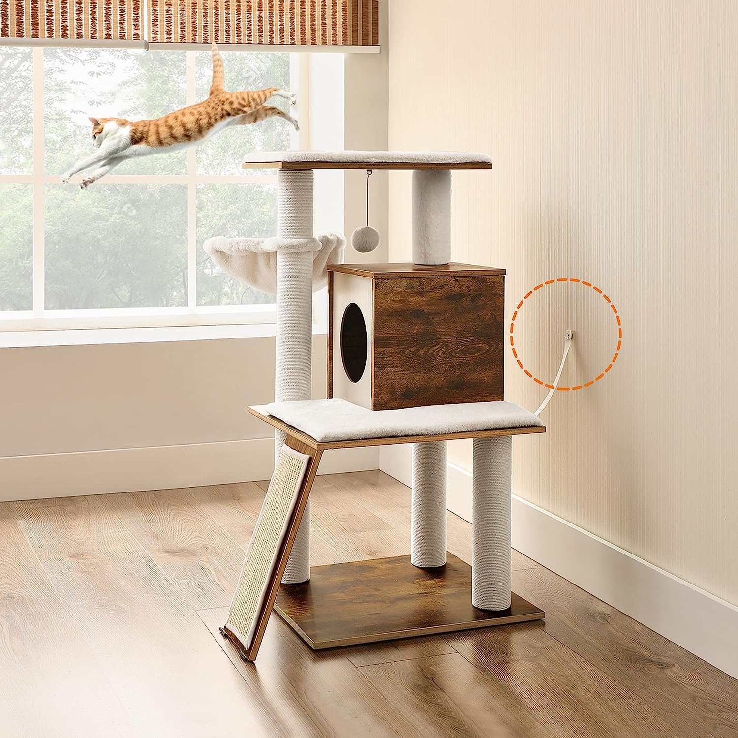 Wood Cat Condo Furniture FEANDREA Cat Tree