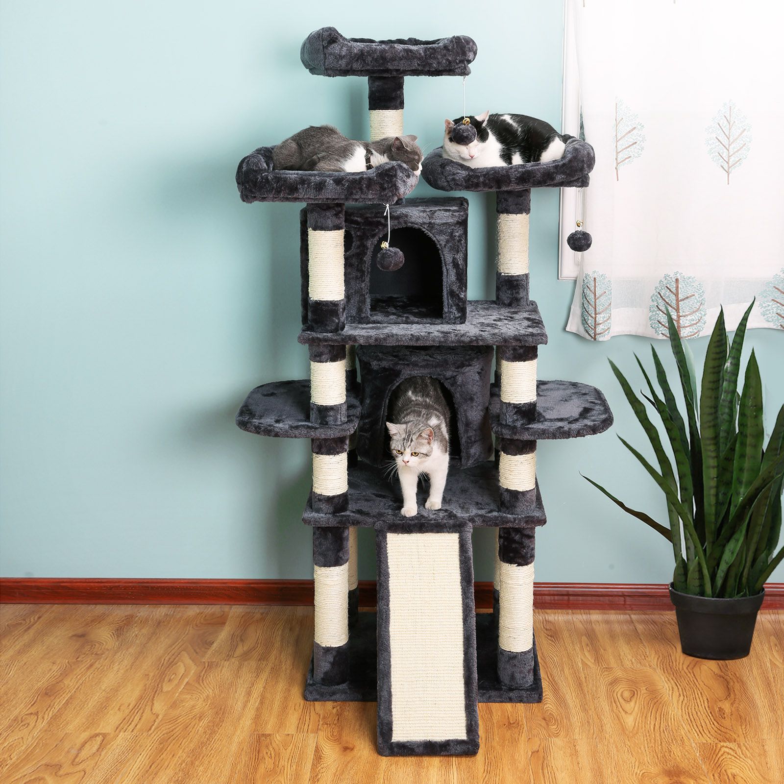 Gray Cat Tree Tower FEANDREA Cat Tree