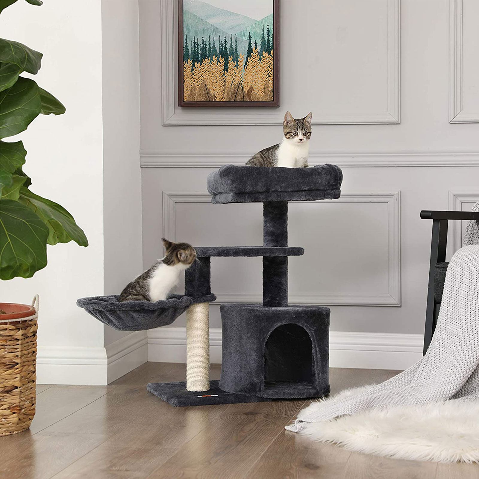 Small Cat Tree with Bed on Top FEANDREA Cat Tree