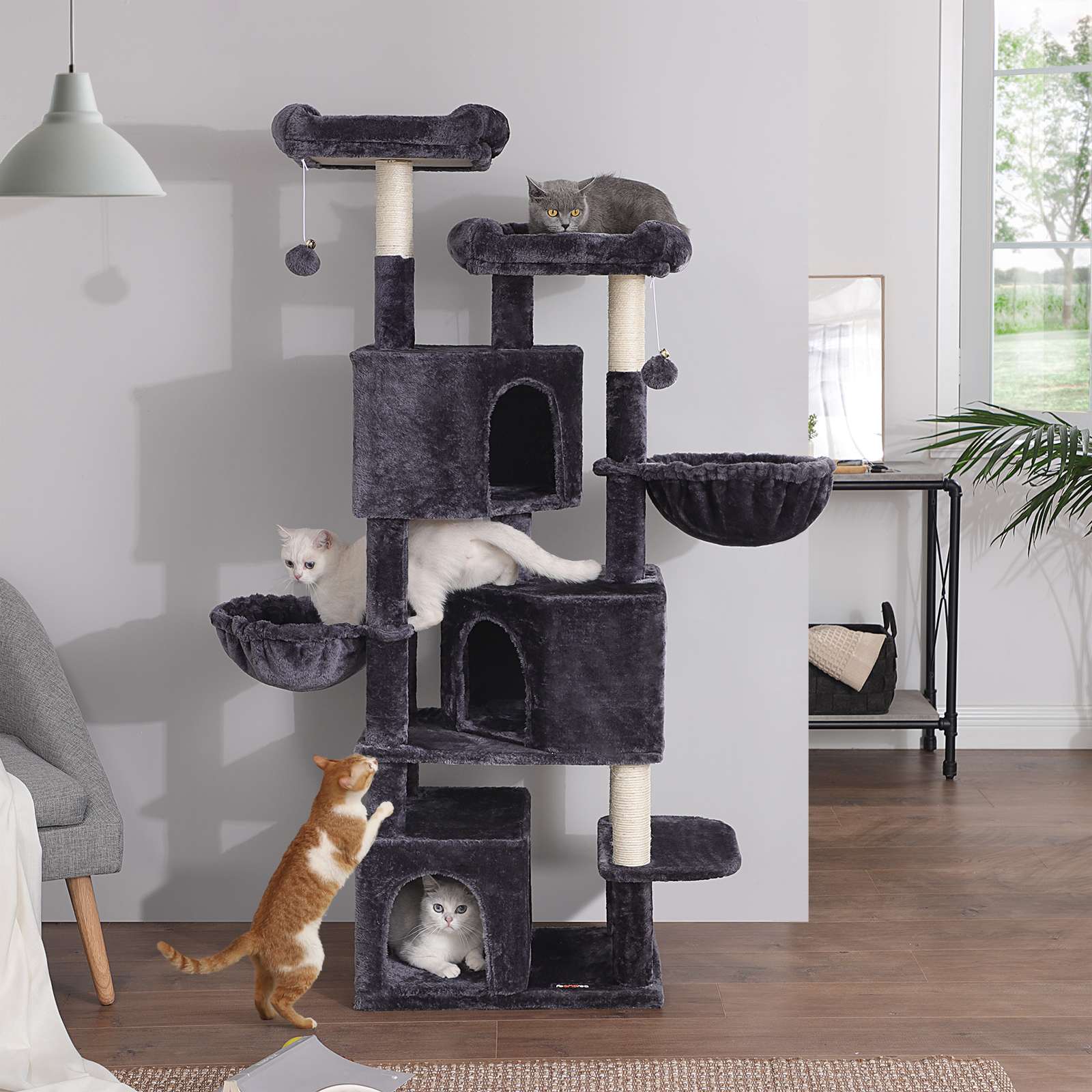 Cat Tree with 3 Condos FEANDREA Cat Tree